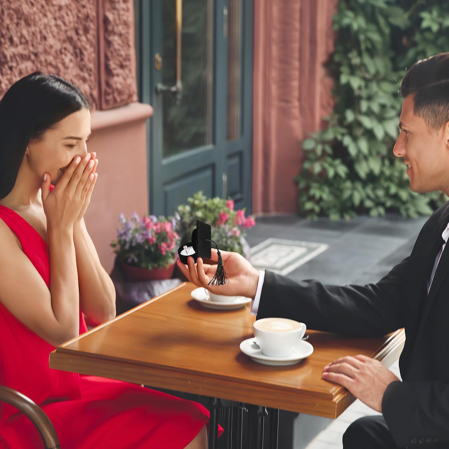 Caja de Joyería Portátil Amosfun para Anillos de Boda y Compromiso