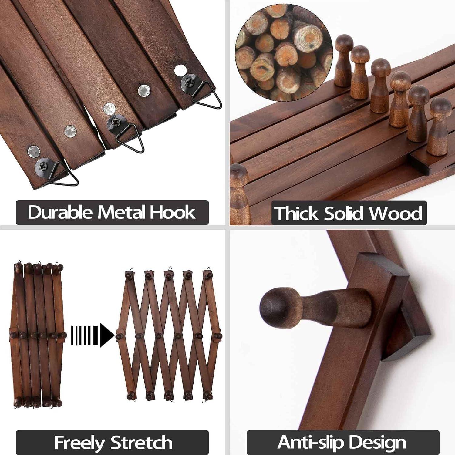 Perchero de Sombreros SCUNDA para Pared 16 Ganchos Madera