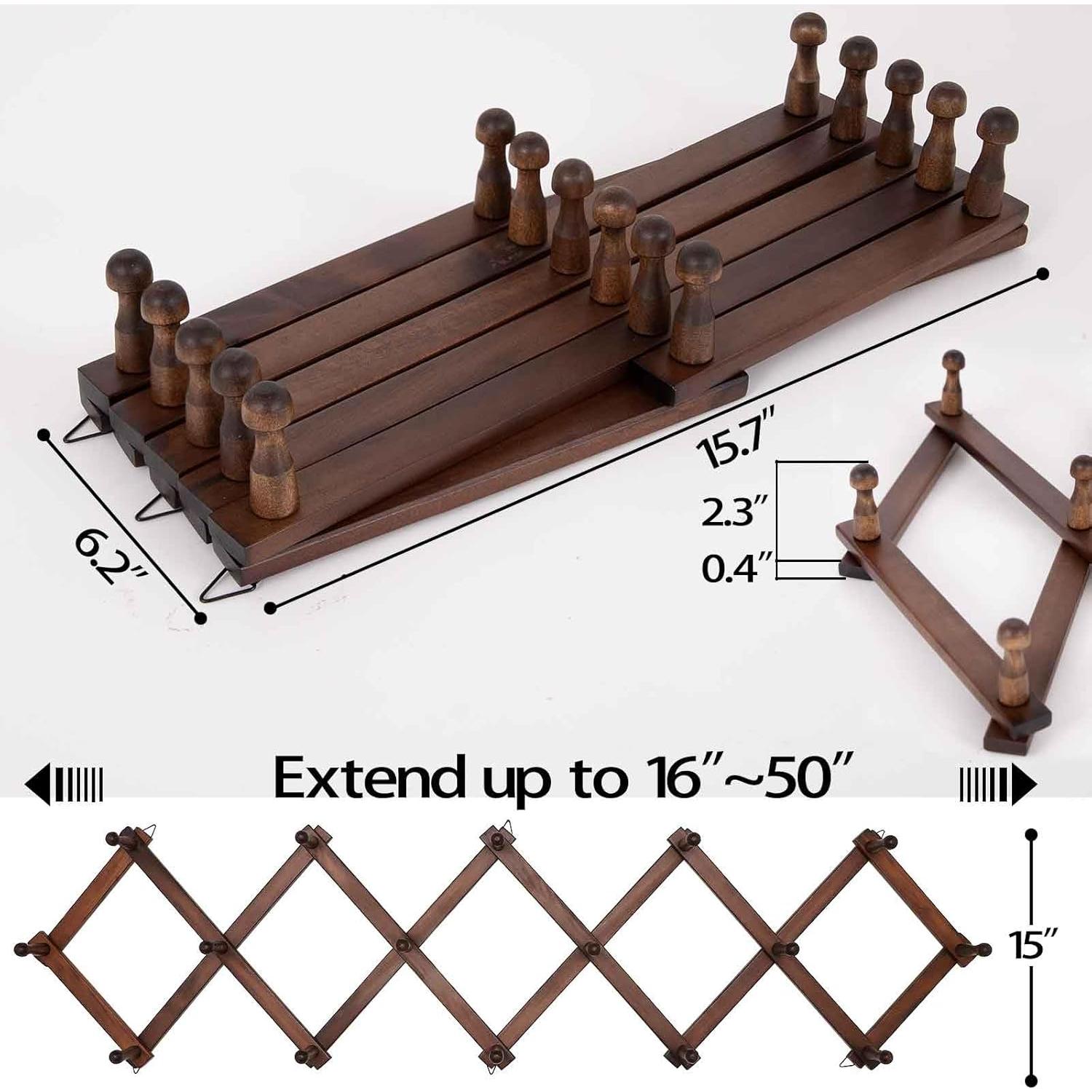 Perchero de Sombreros SCUNDA para Pared 16 Ganchos Madera