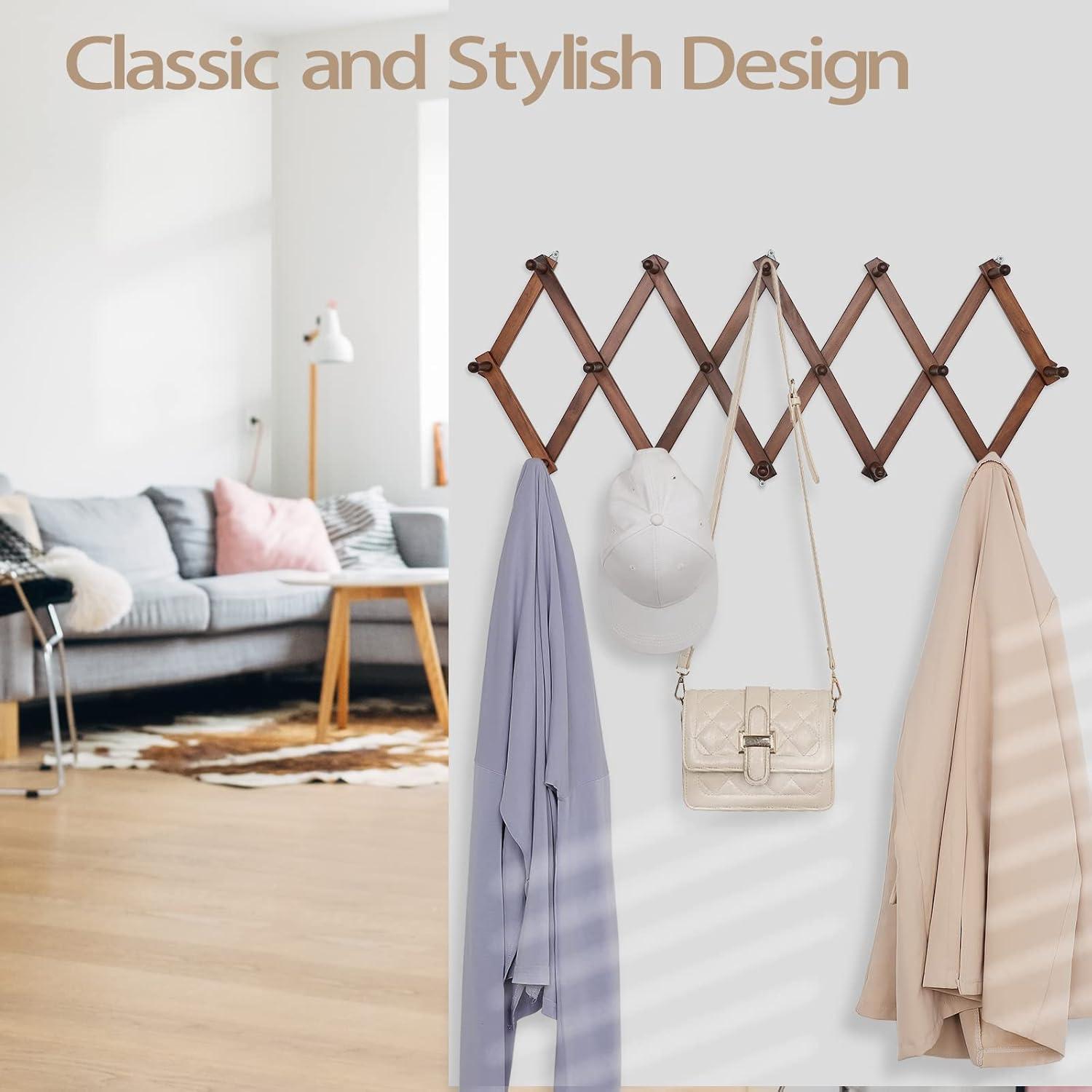 Perchero de Sombreros SCUNDA para Pared 16 Ganchos Madera