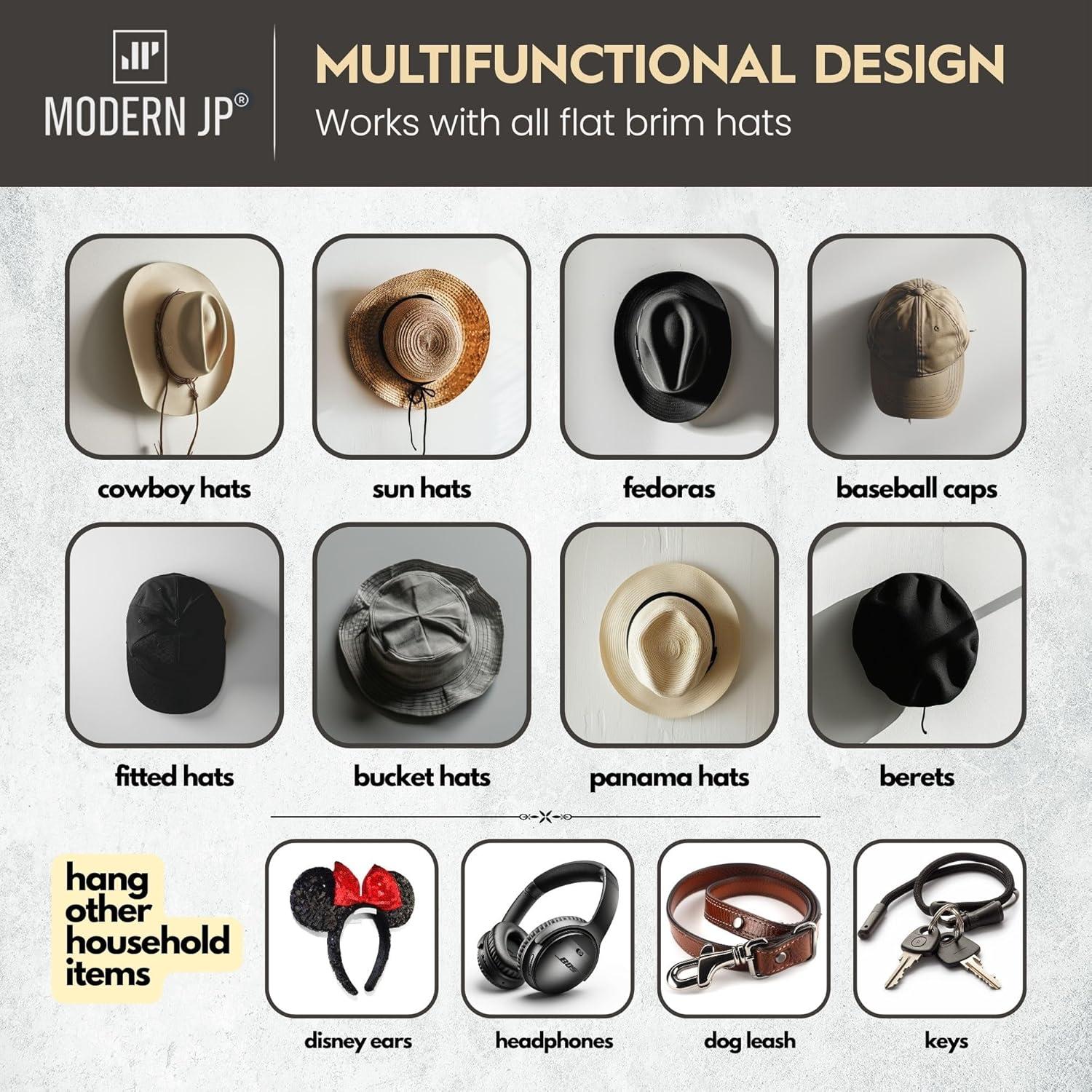 Ganchos Adhesivos para Sombreros Modern JP - Paquete de 6