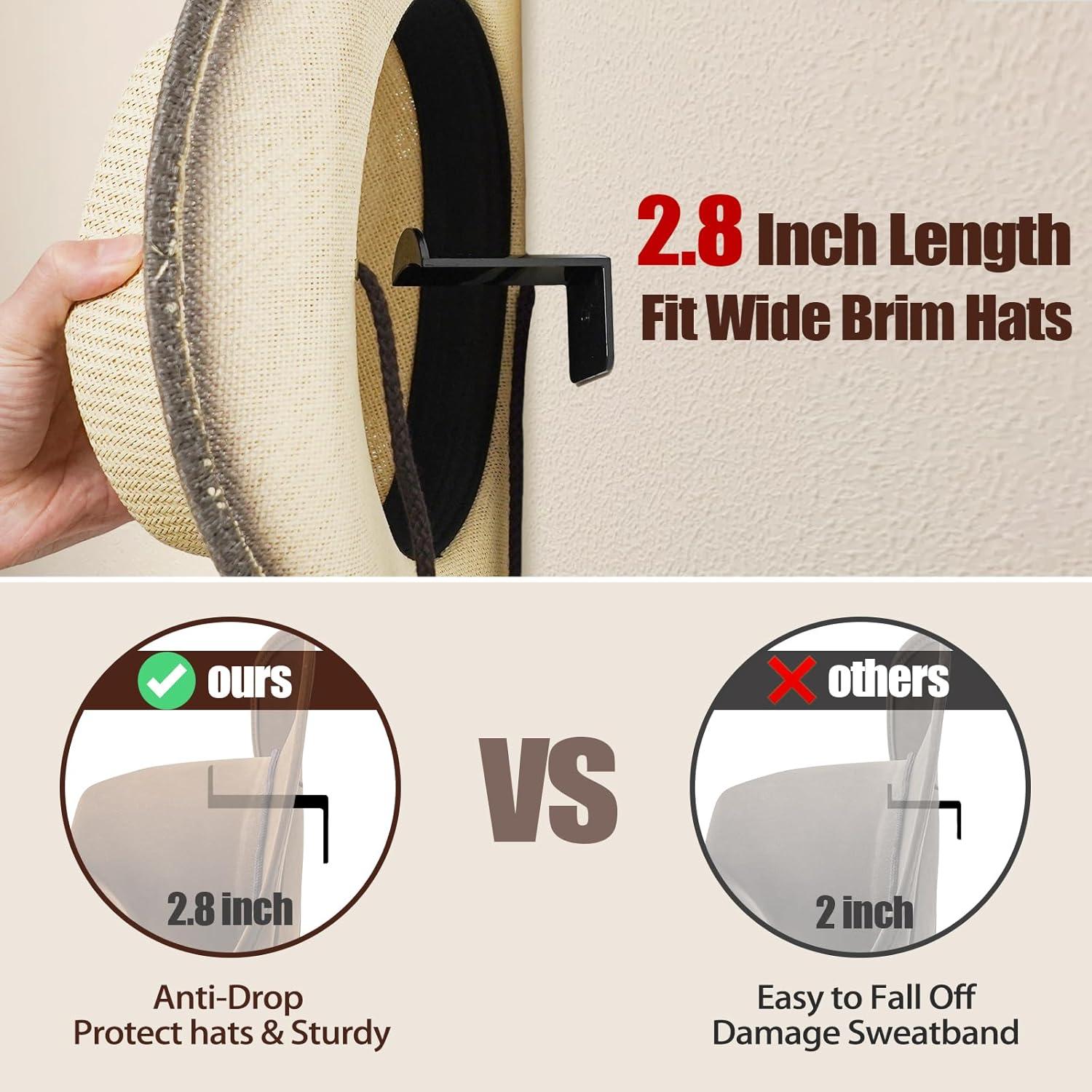 Ganchos para Sombreros Aoodaily - Paquete de 8, Negro, 7.1 cm