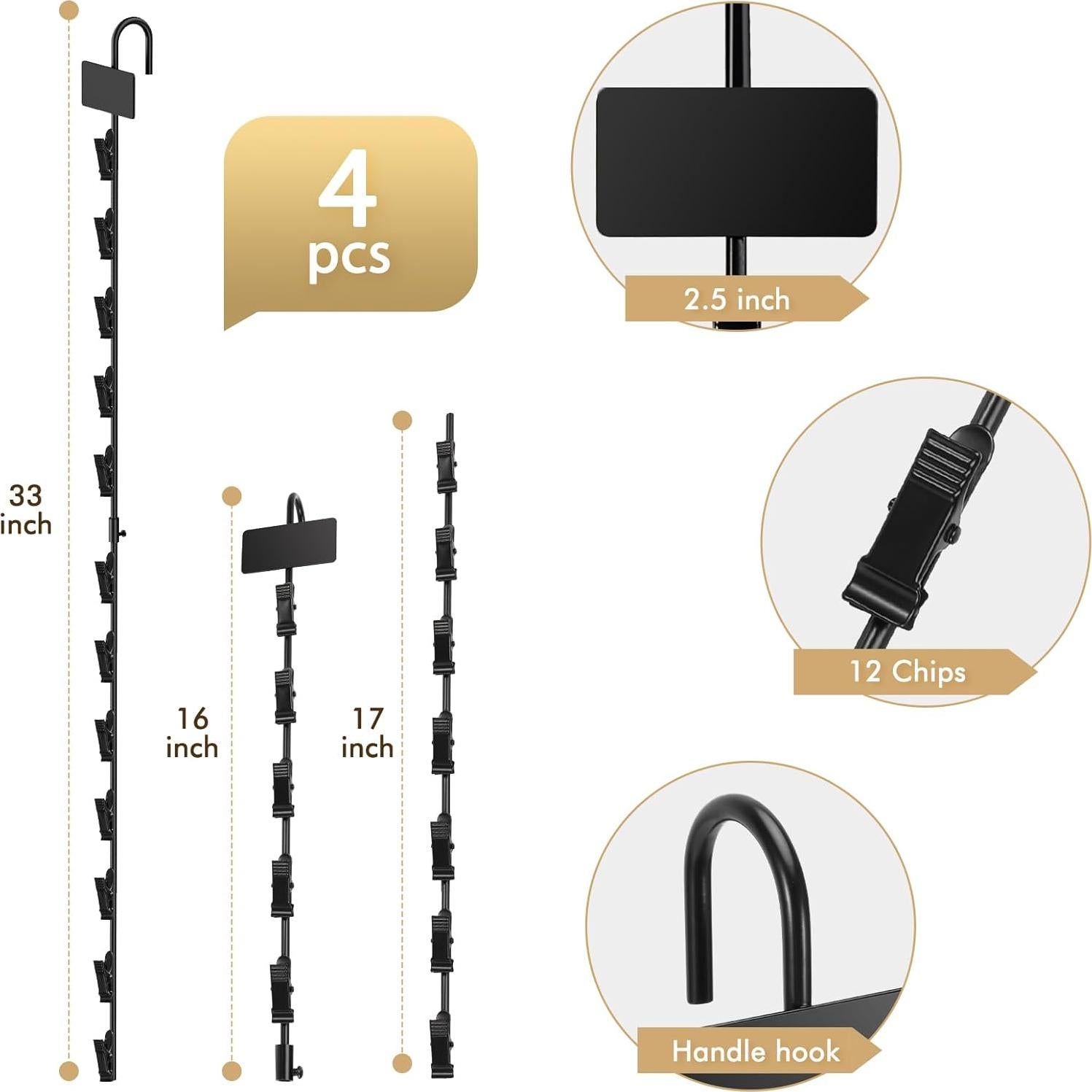 Tiras de Exhibición Colgantes HawHawToys - 4 Soportes de Metal 78.74 cm
