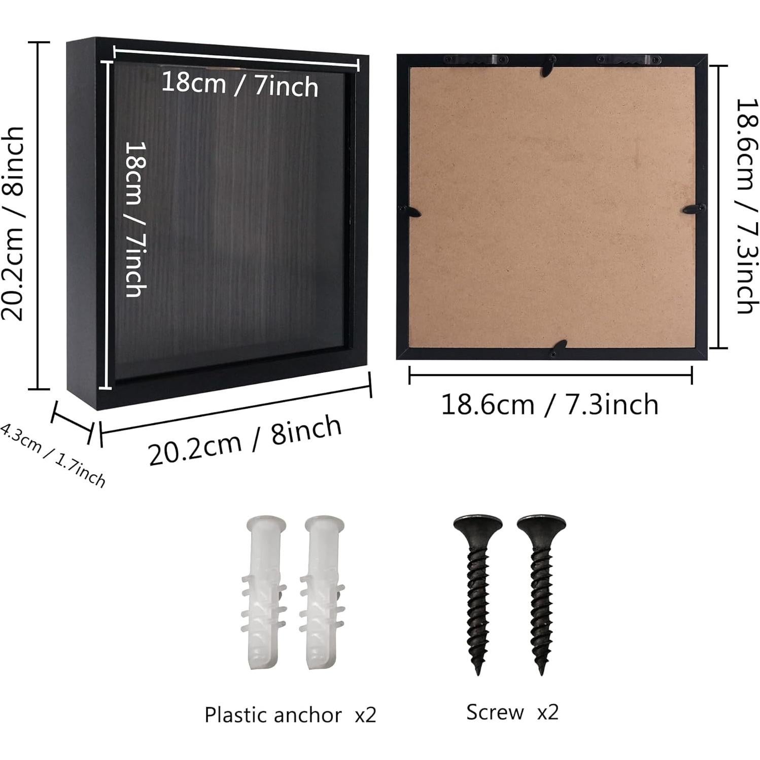 Marco de Sombra GraduationMall 22.86x22.86cm Negro con Vidrio HD