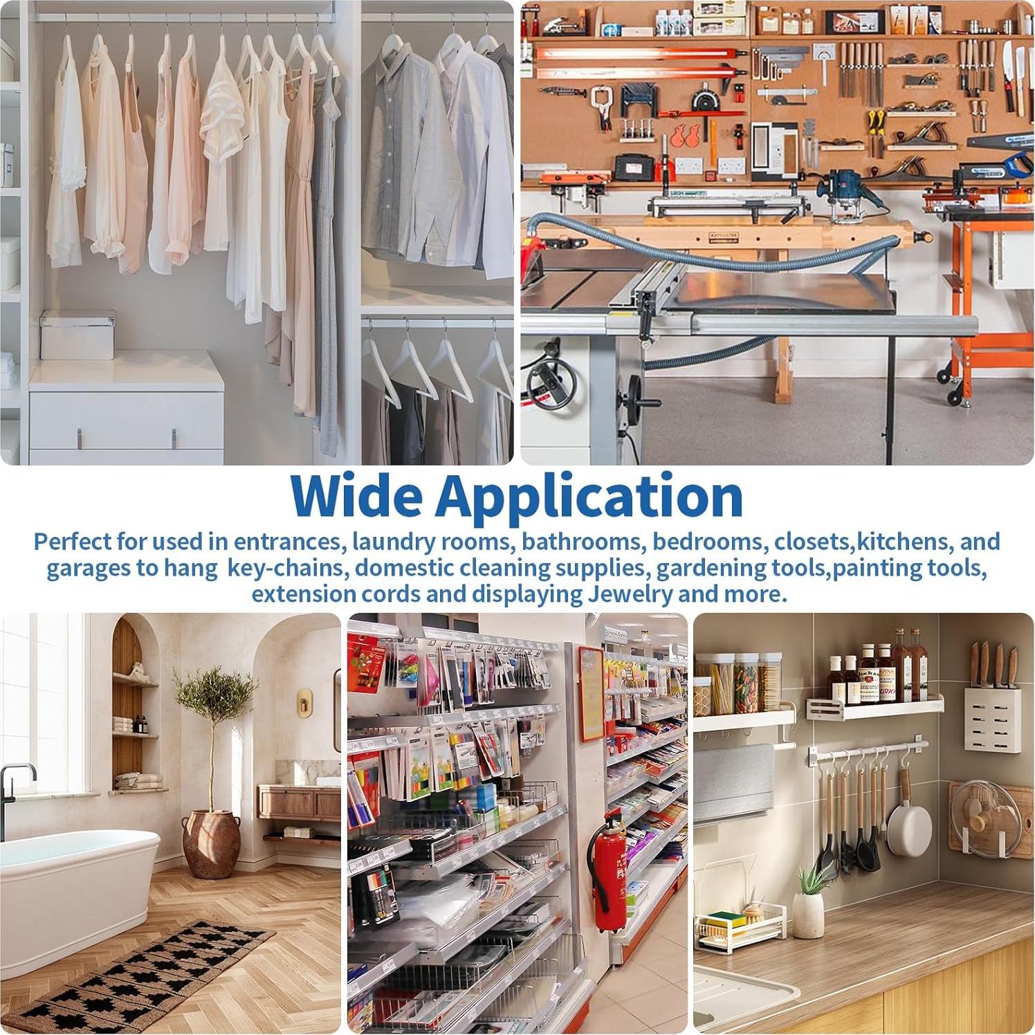 60 Ganchos de Acero Inoxidable 15cm con Tapas y Tornillos