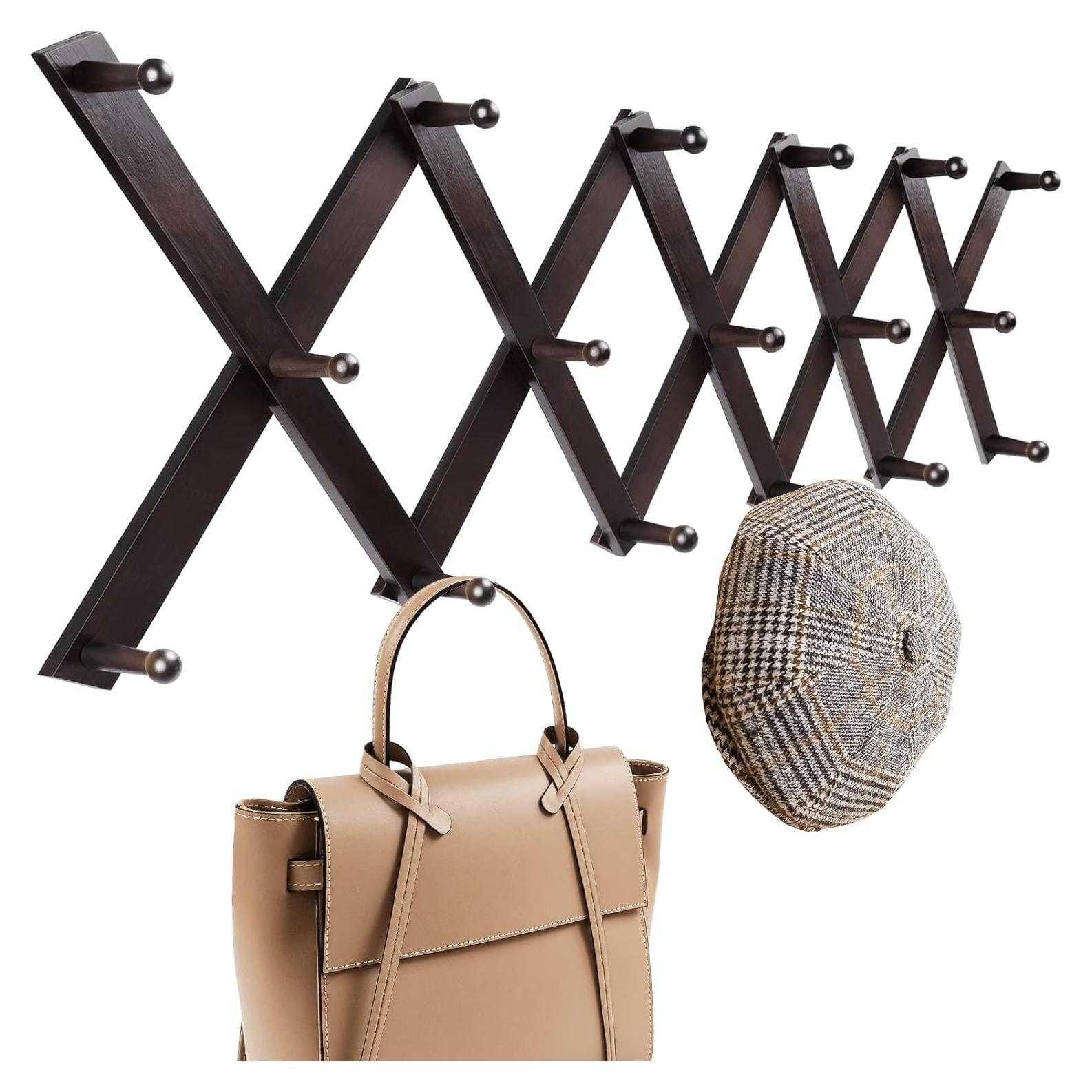 Soporte de Pared Accordion Homode con 17 Ganchos - Nogal