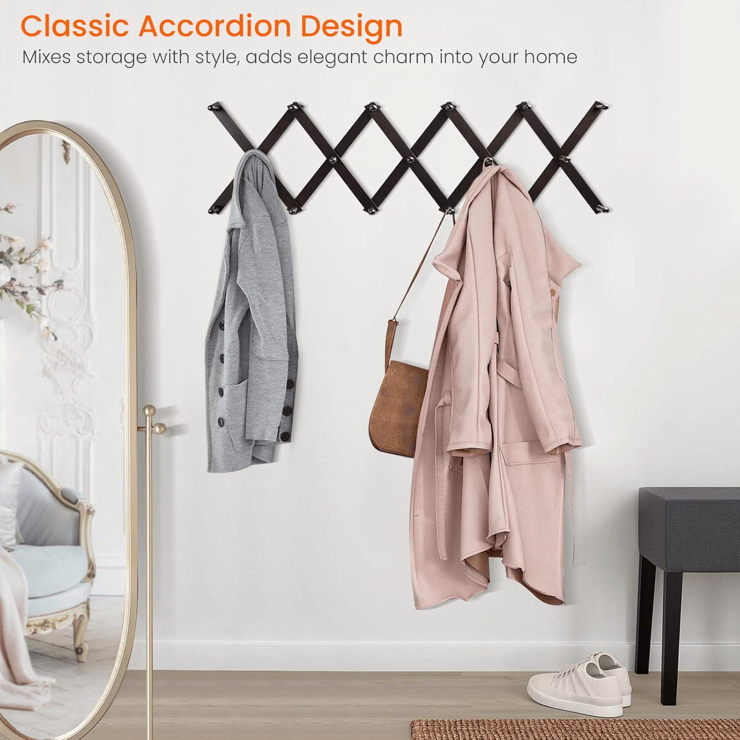 Soporte de Pared Accordion Homode con 17 Ganchos - Nogal