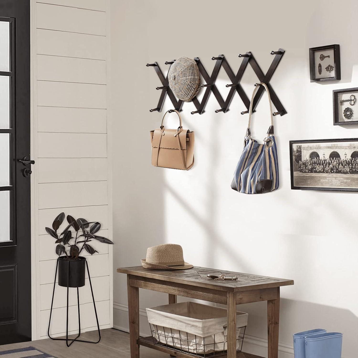 Soporte de Pared Accordion Homode con 17 Ganchos - Nogal