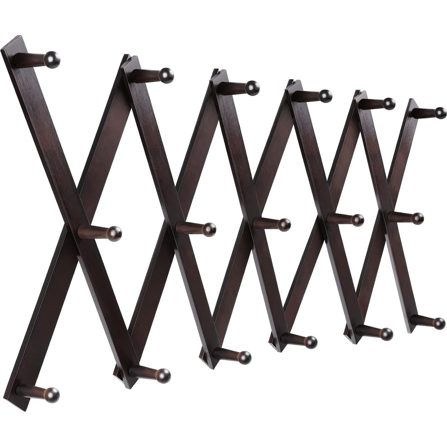 Soporte de Pared Accordion Homode con 17 Ganchos - Nogal