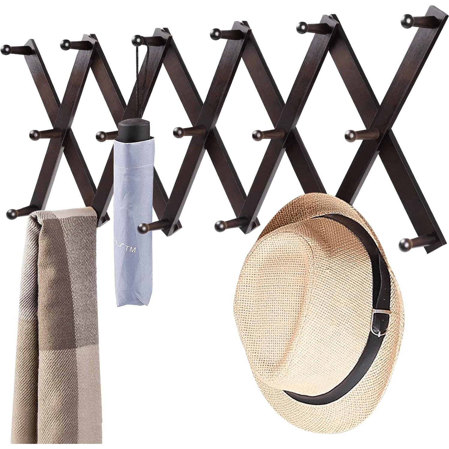 Soporte de Pared Accordion Homode con 17 Ganchos - Nogal