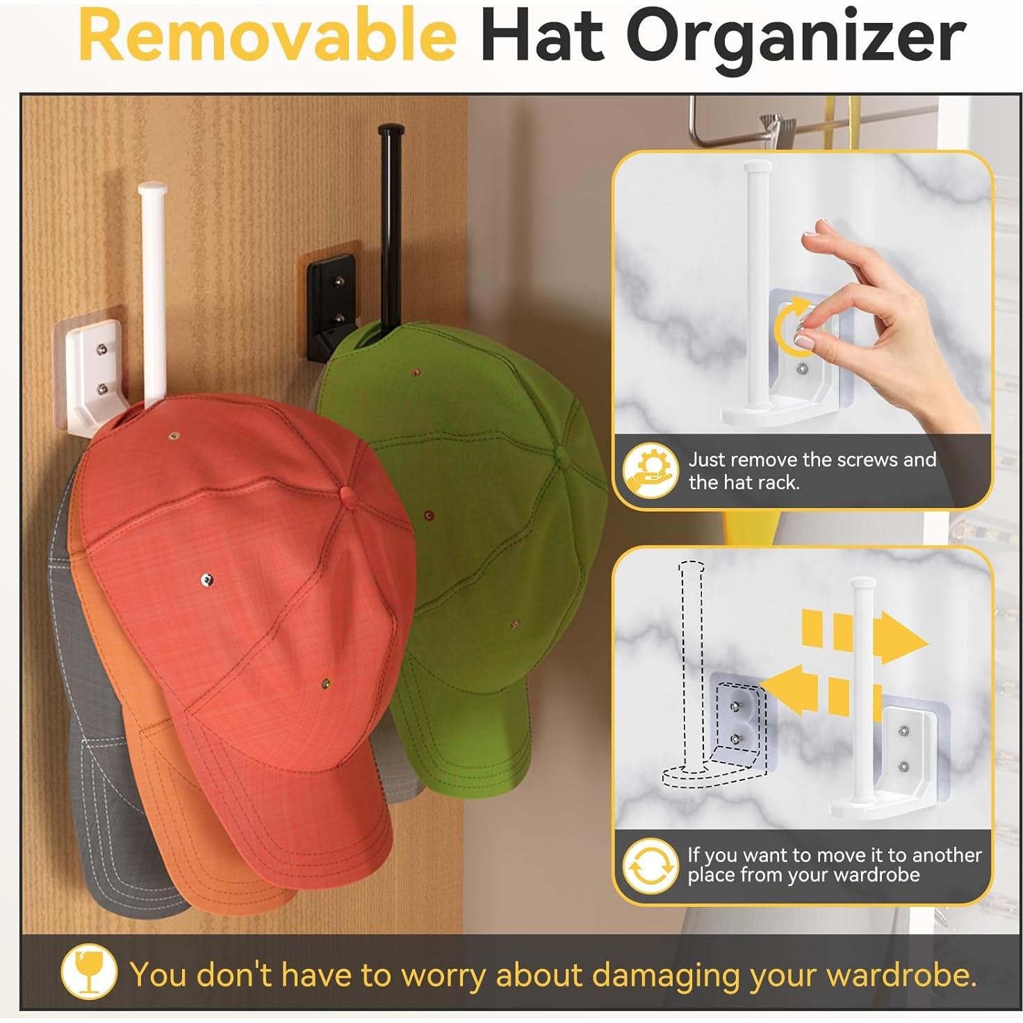 Organizador de Gorras HzTinT Blanco 4 Paquete Montaje Pared