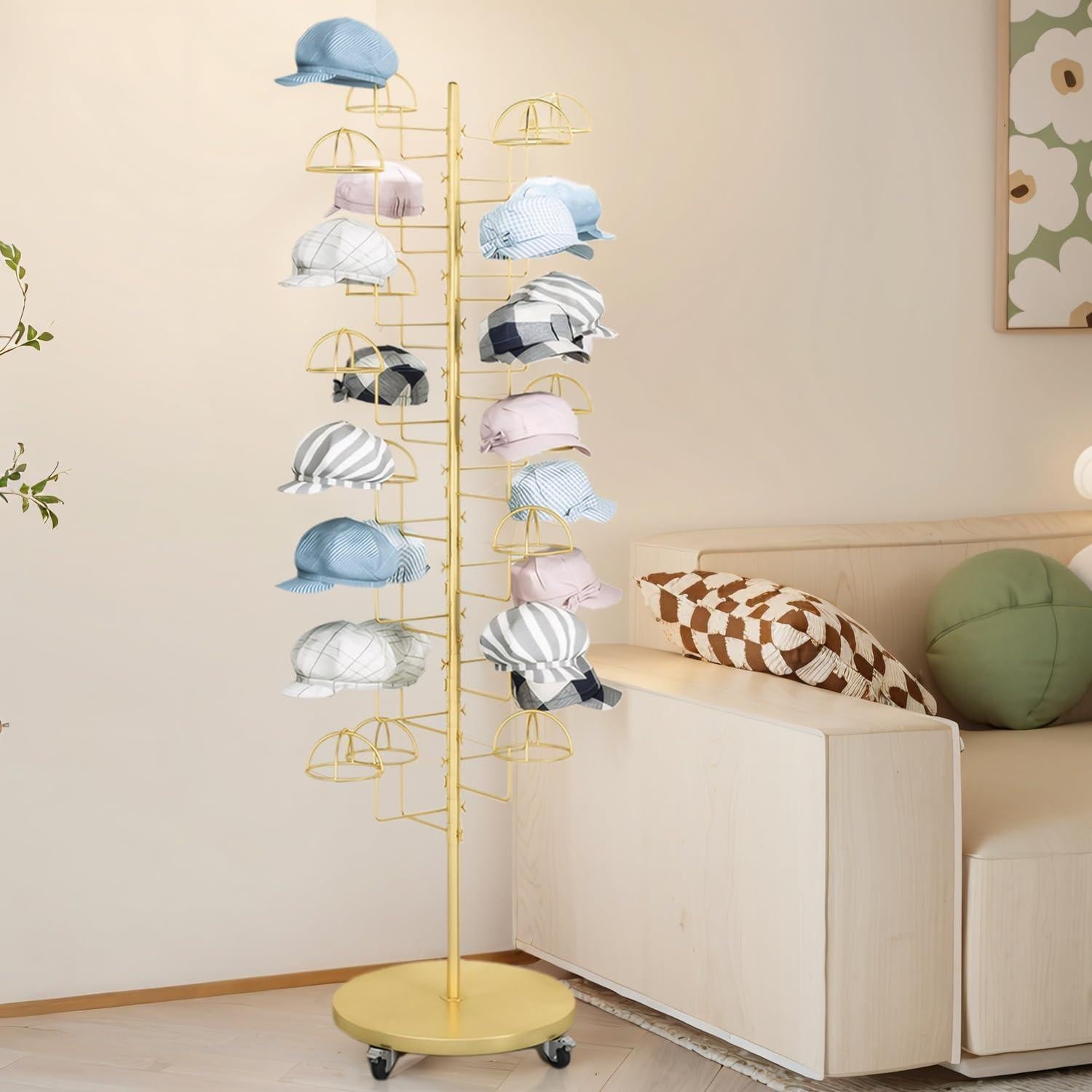 Soporte para Sombreros HEOTJUUQ de Metal 30 Ganchos Dorado