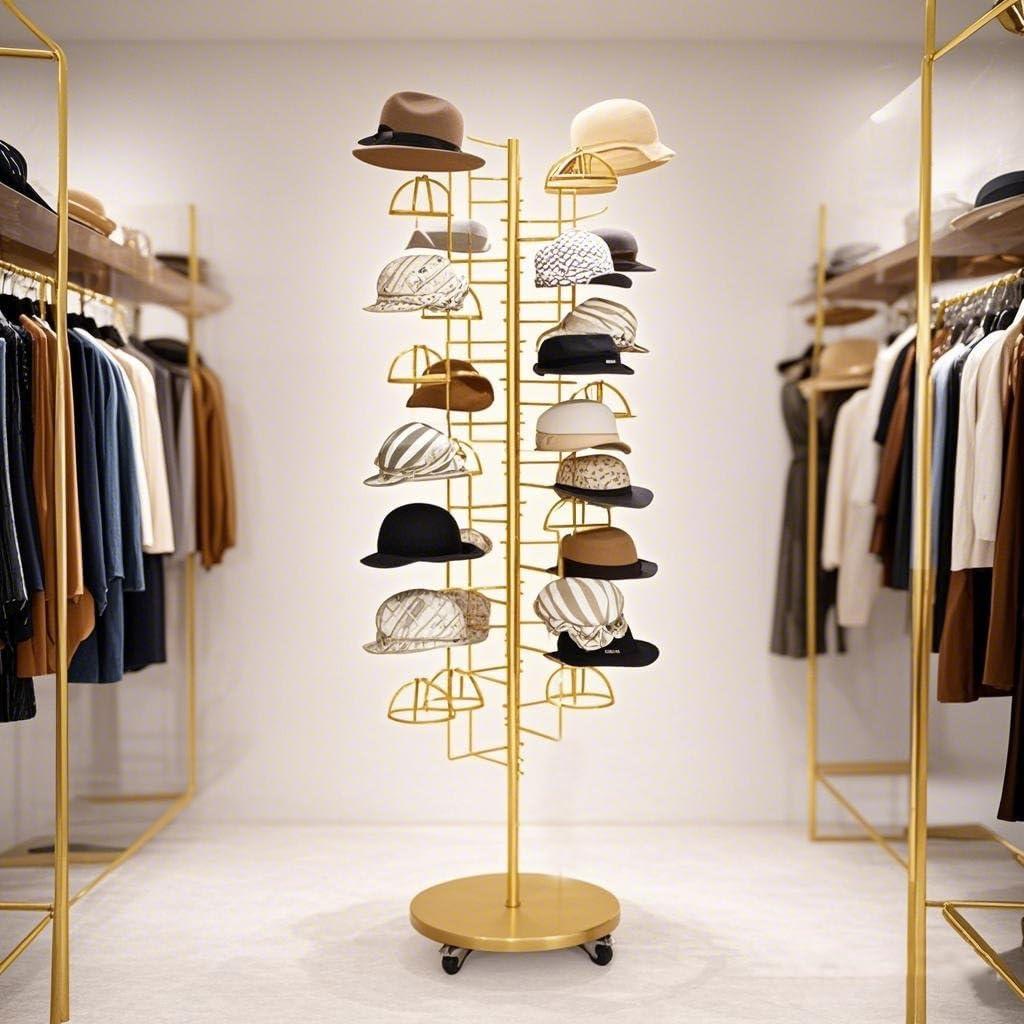 Soporte para Sombreros HEOTJUUQ de Metal 30 Ganchos Dorado