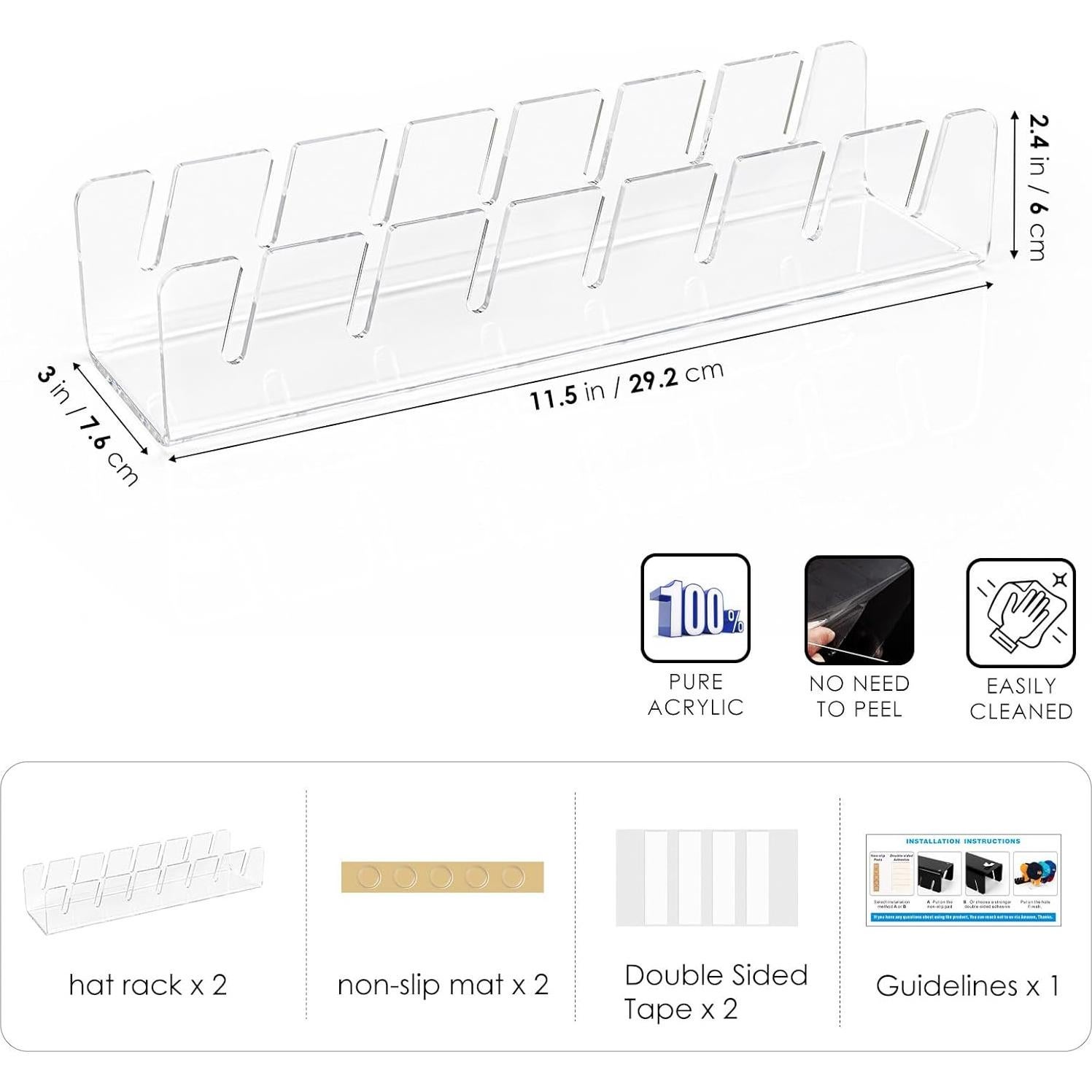 Soporte para Gorras Forzacx Acrílico Transparente 2 Piezas