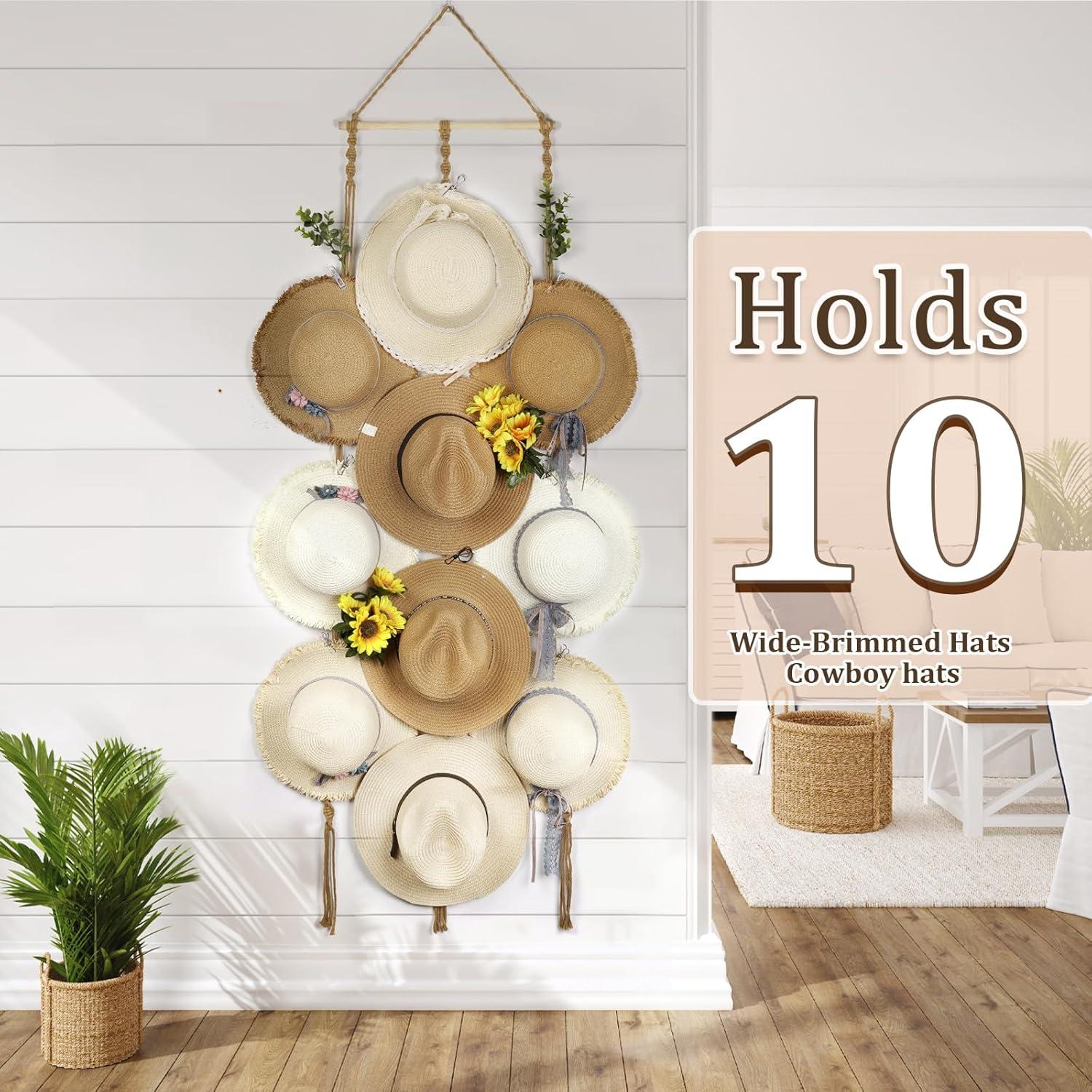 Organizador de Sombreros Boho Hydermus 38x135cm con 10 Clips