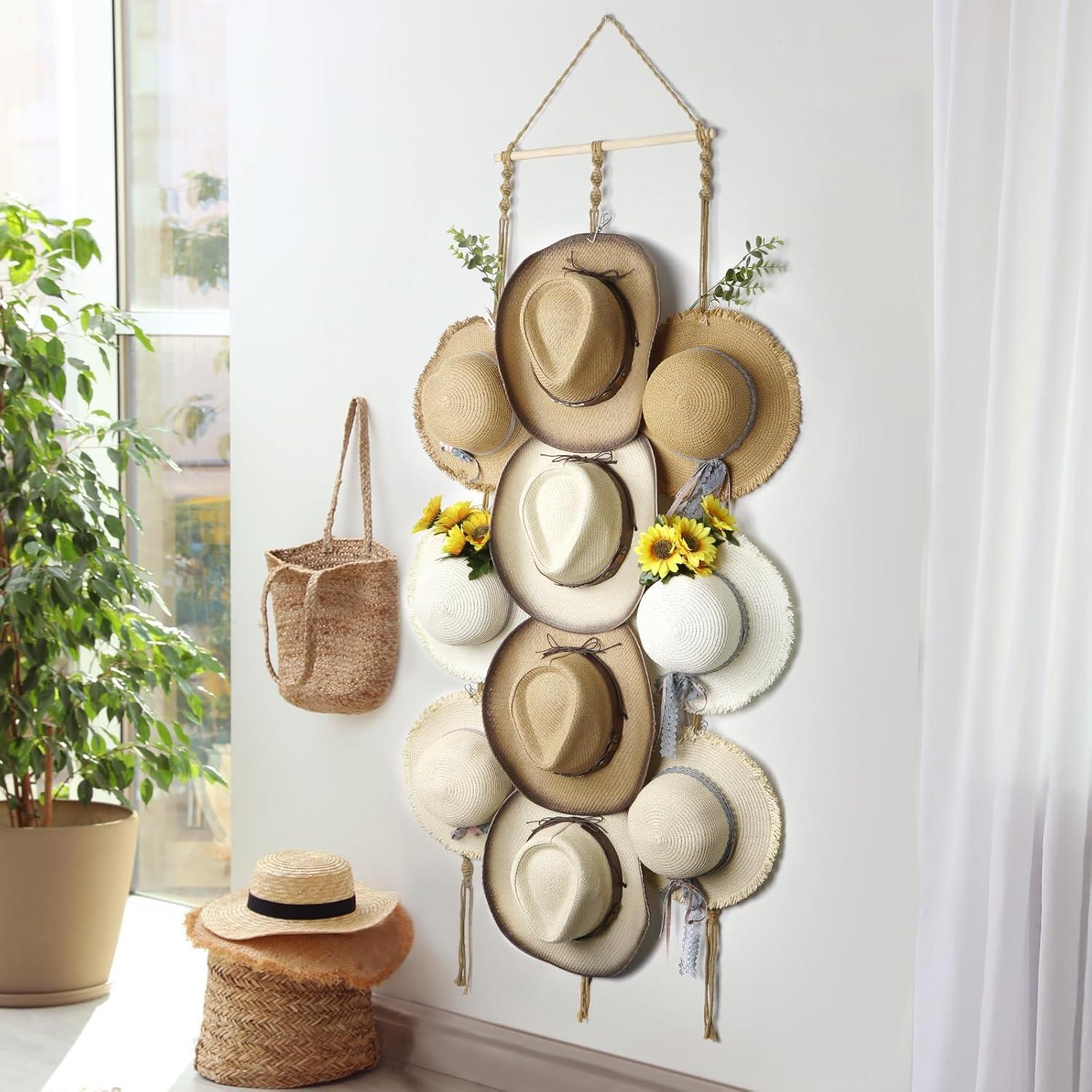 Organizador de Sombreros Boho Hydermus 38x135cm con 10 Clips