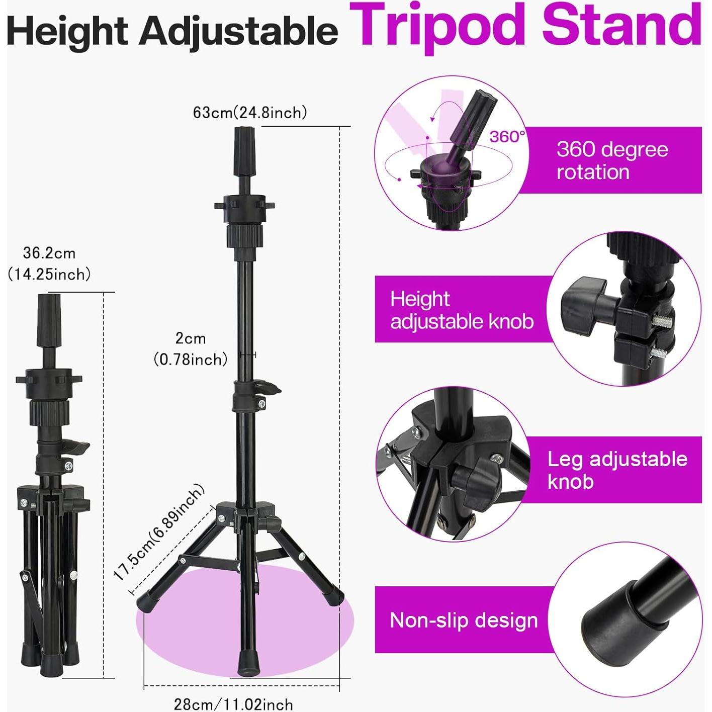 Cabeza de Peluca 23" Neverland con Soporte Trípode y Accesorios