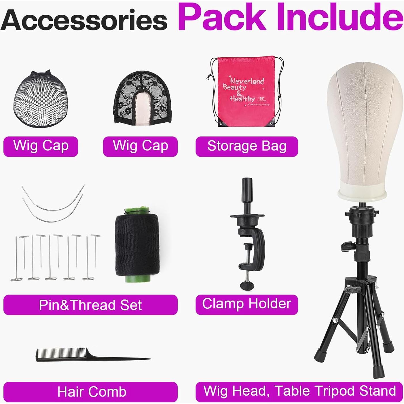 Cabeza de Peluca 23" Neverland con Soporte Trípode y Accesorios