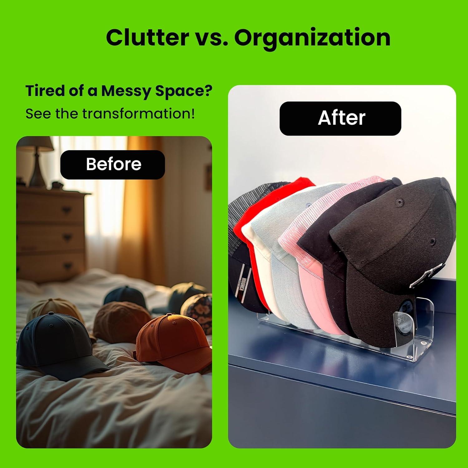 Soporte para Gorras de Béisbol Storeasy - Acrílico Negro, 2 Estantes