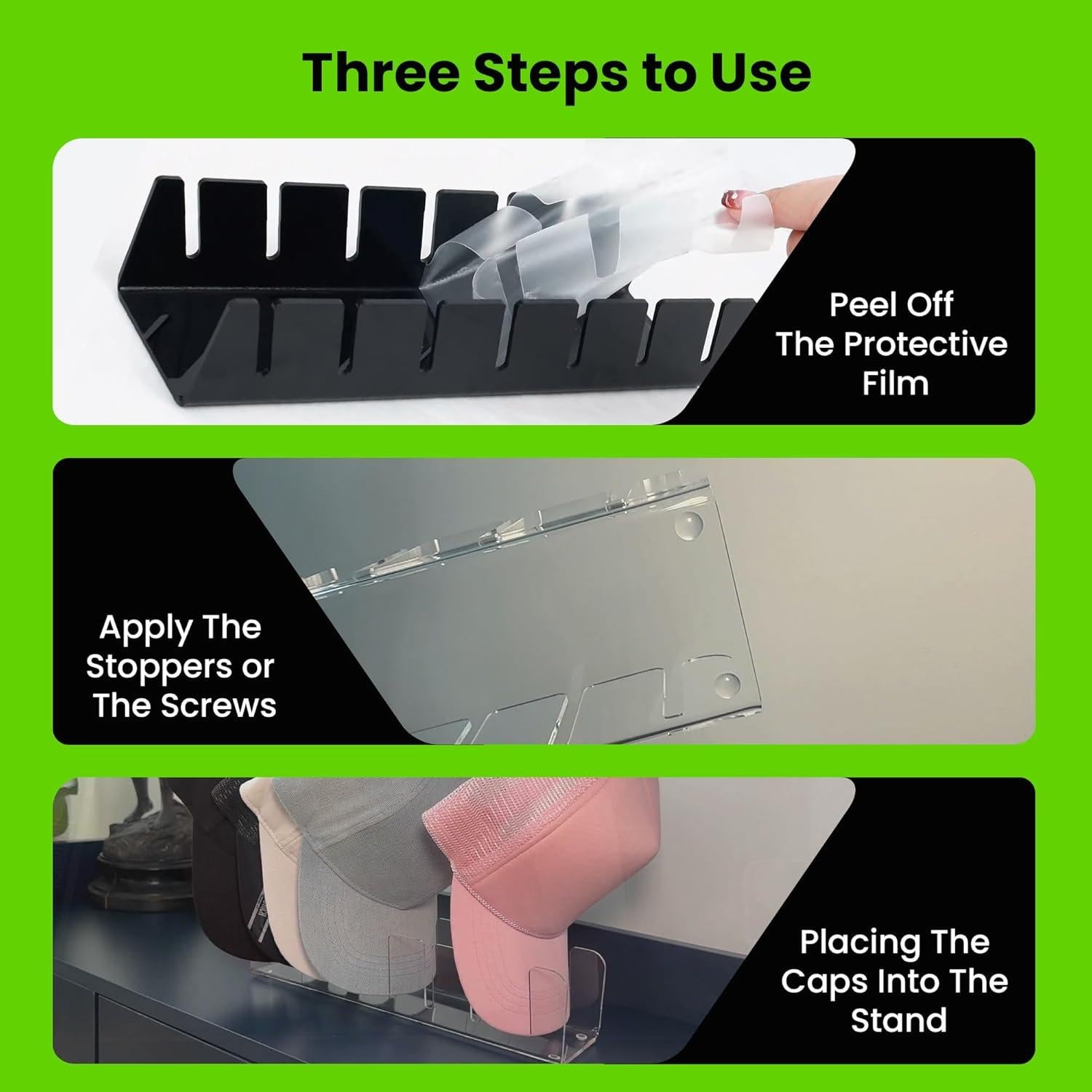 Soporte para Gorras de Béisbol Storeasy - Acrílico Negro, 2 Estantes