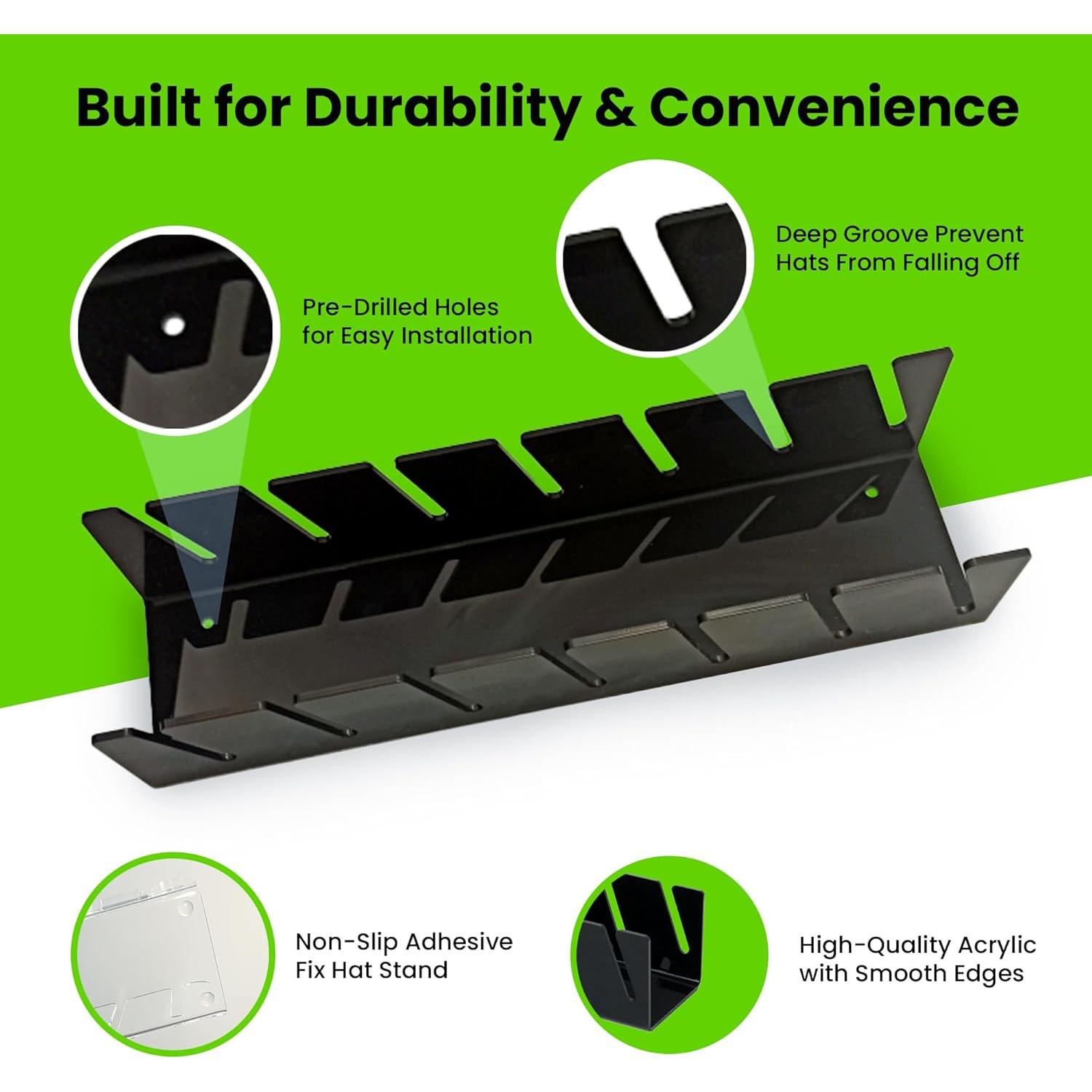 Soporte para Gorras de Béisbol Storeasy - Acrílico Negro, 2 Estantes