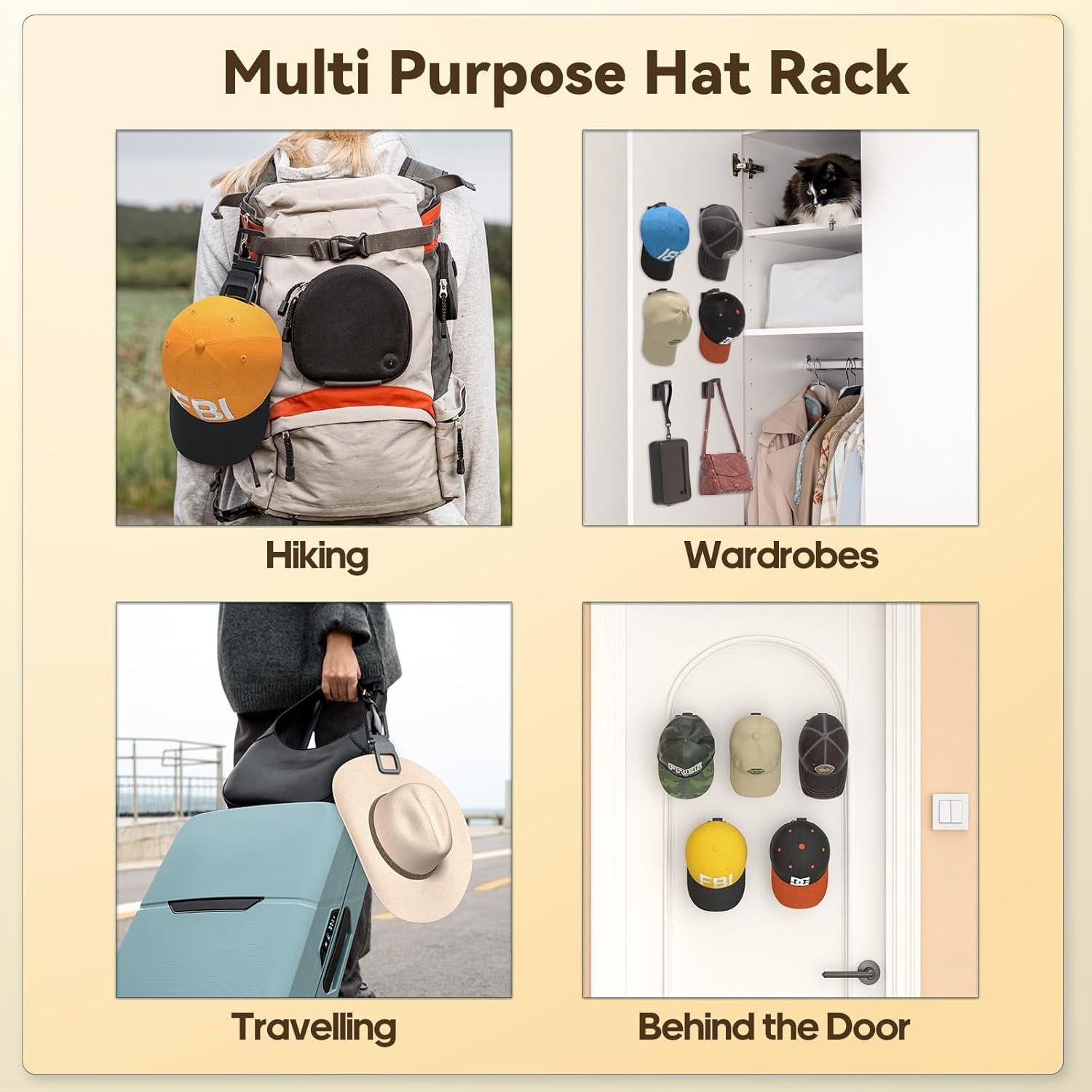 Ganchos Adhesivos para Sombreros CLESOO - Paquete de 5