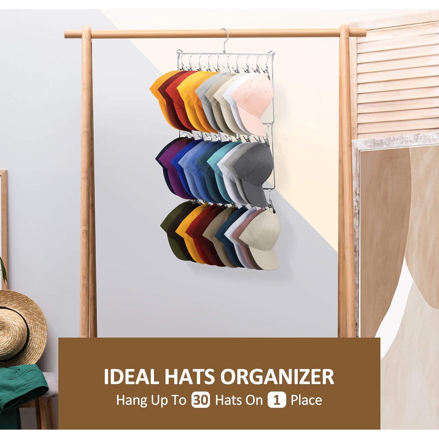 Soporte para Sombreros ZEDODIER, Organizador Plateado 30 Ganchos