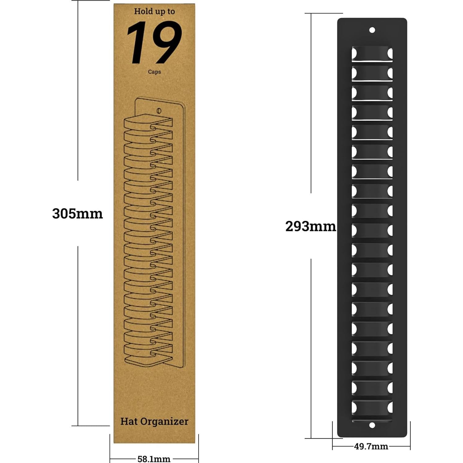 Organizador de Sombreros de Pared XXJAY - Soporta 19 Gorras