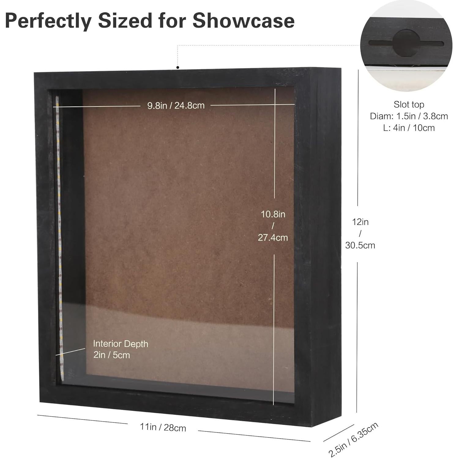 Caja de Sombra Negra GiveU 30x27.9 cm para Tapones y Fotos