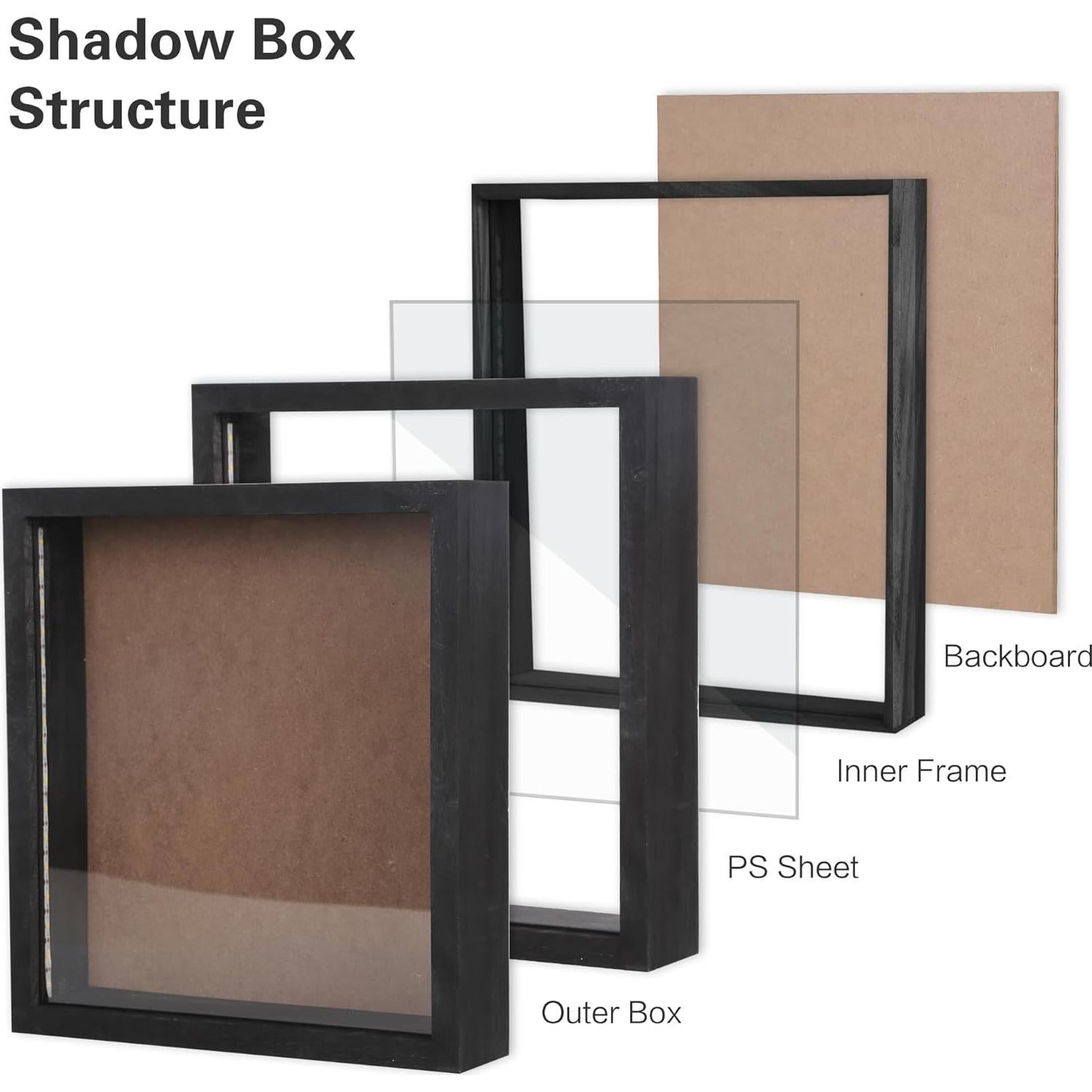 Caja de Sombra Negra GiveU 30x27.9 cm para Tapones y Fotos