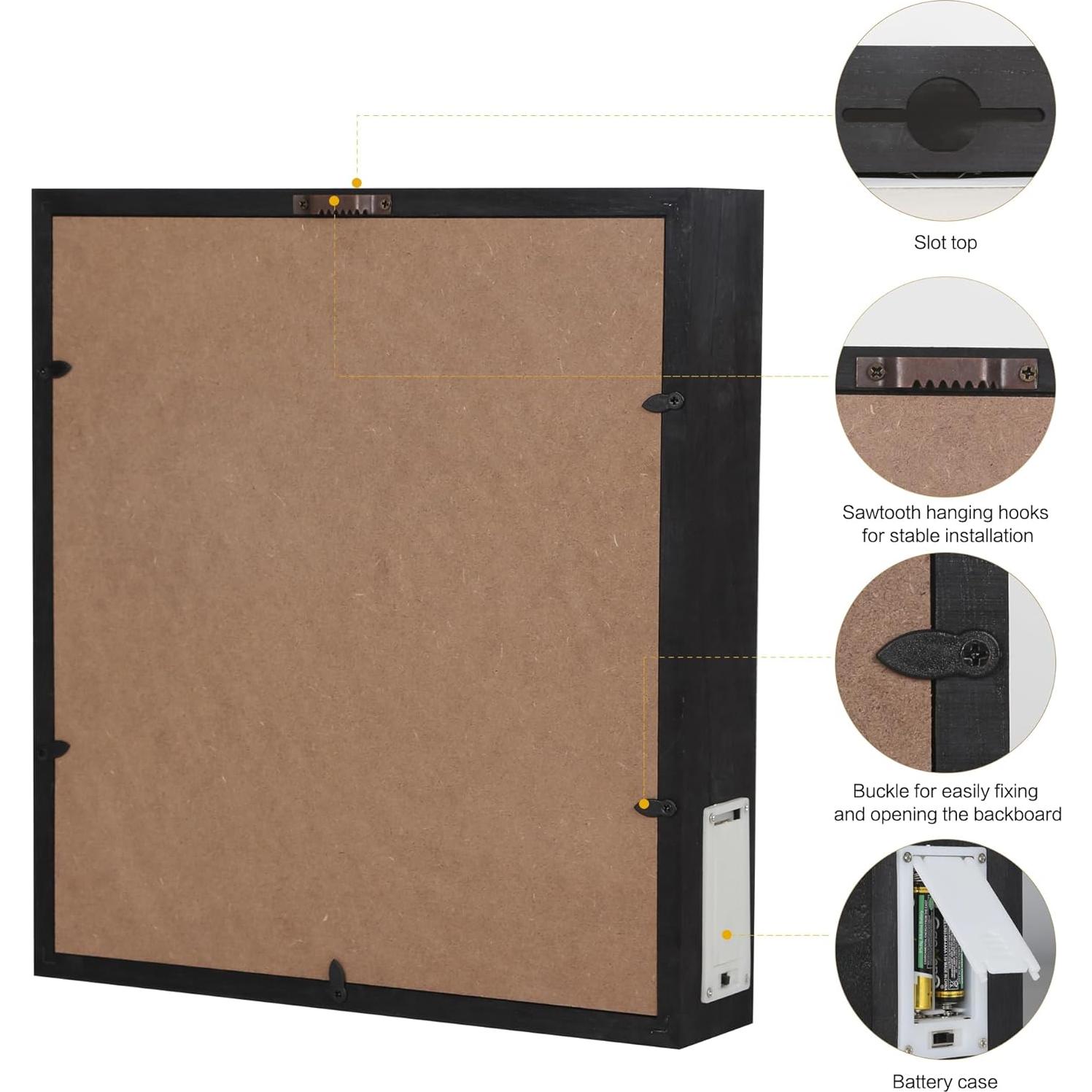 Caja de Sombra Negra GiveU 30x27.9 cm para Tapones y Fotos