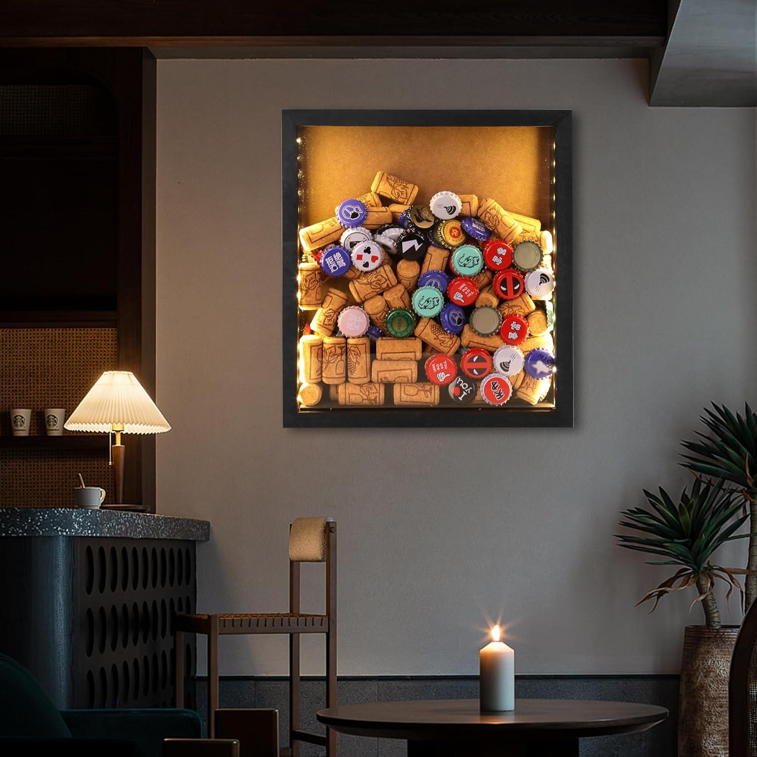 Caja de Sombra Negra GiveU 30x27.9 cm para Tapones y Fotos