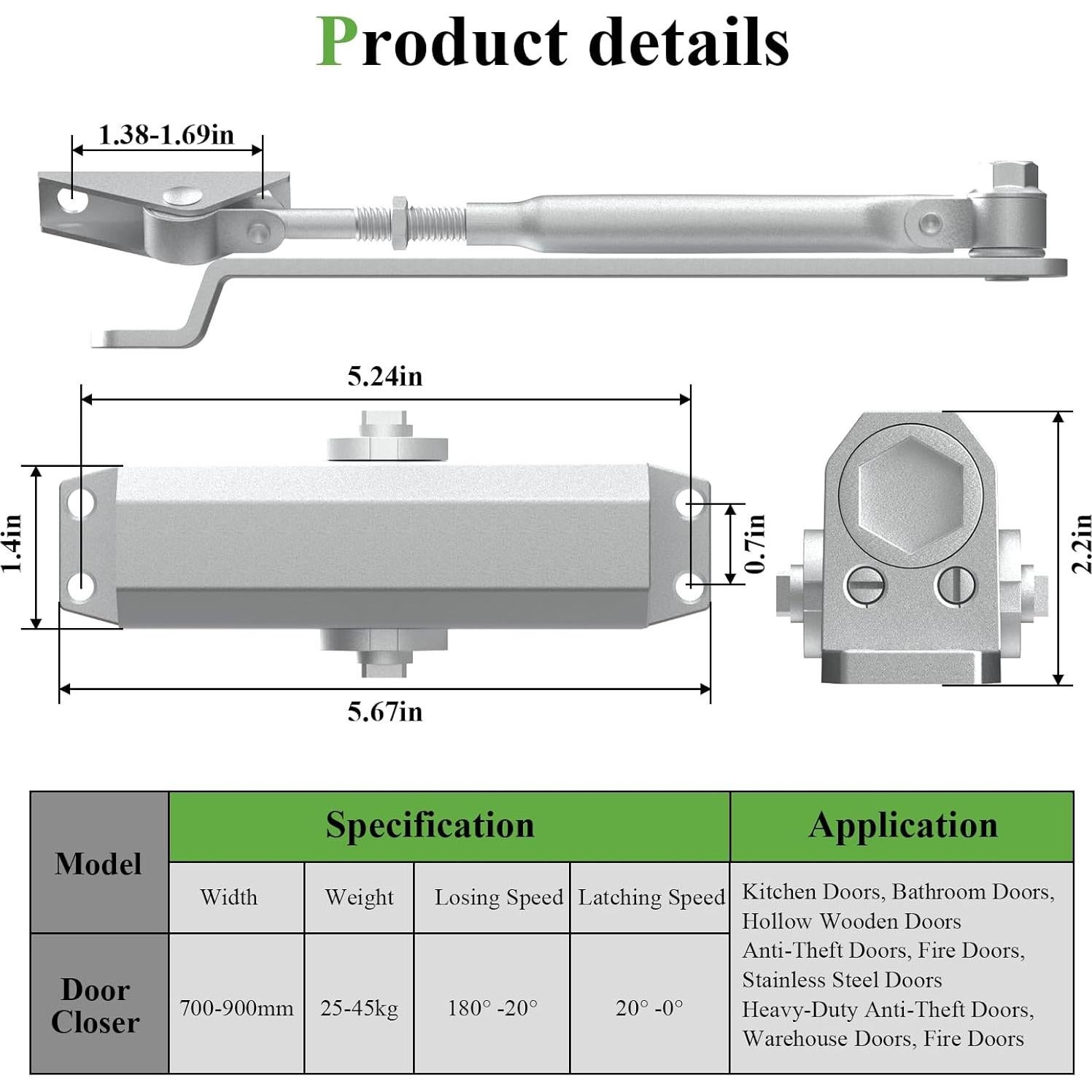 Cerradura de puerta automática Masegari KJGT-6FDGs 45-65kg