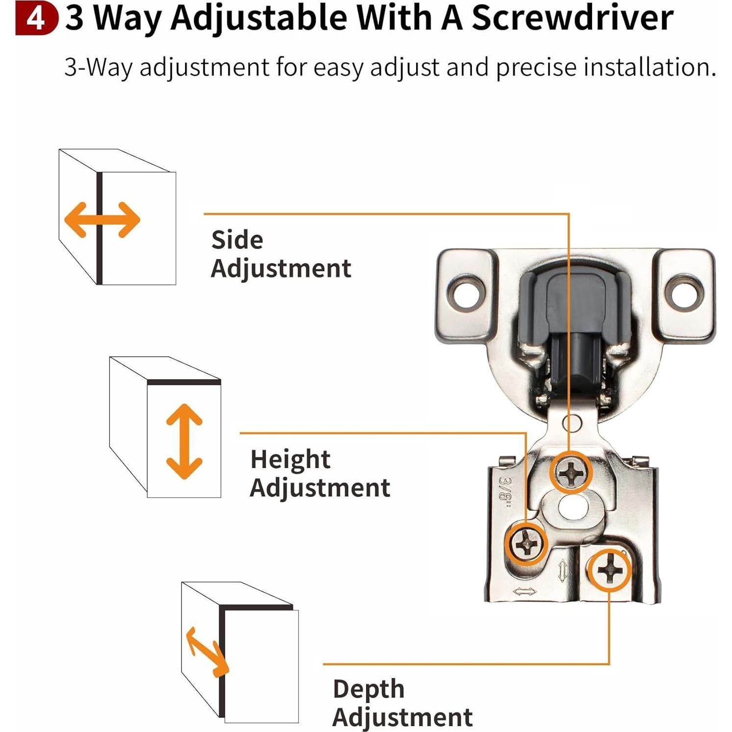 Paquete de 50 bisagras de cierre suave STIANC 3D 35mm