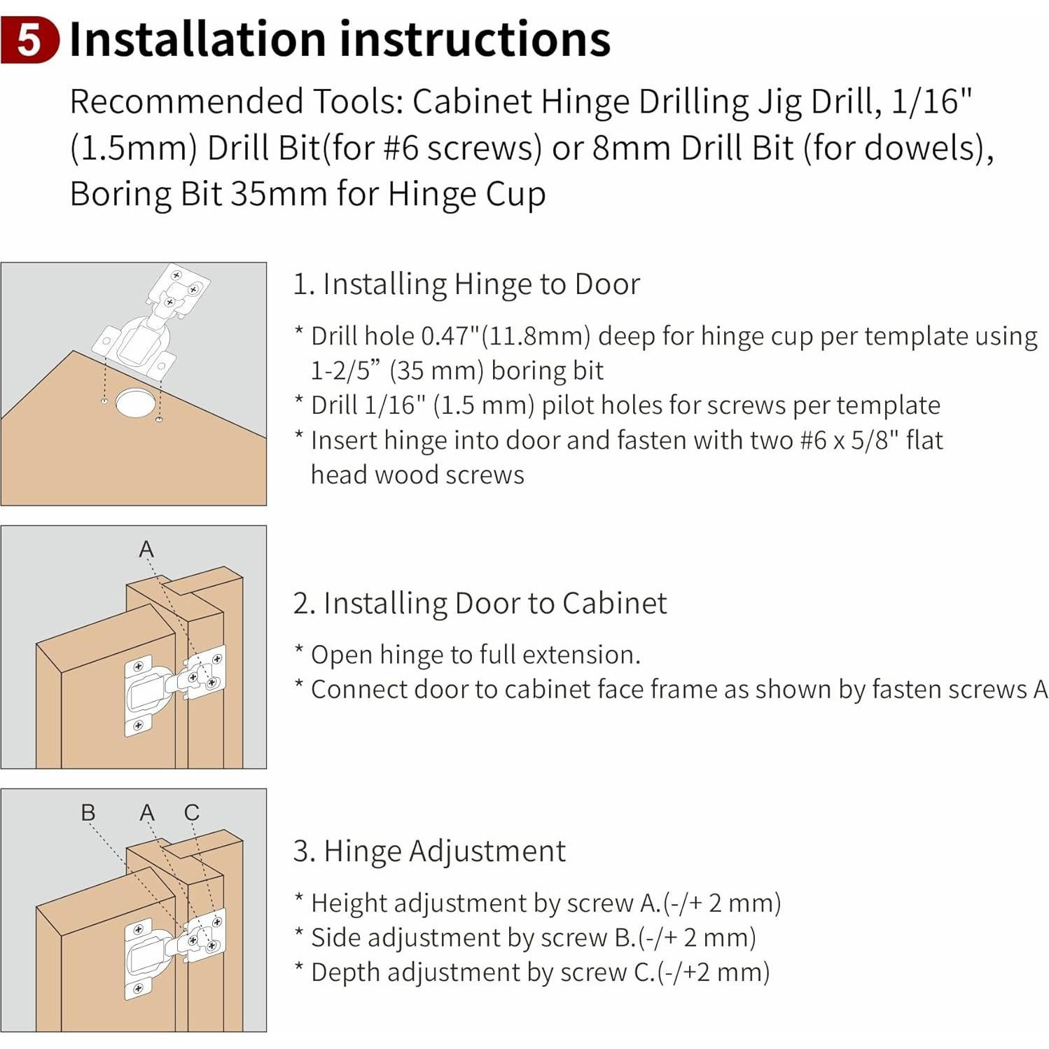 Paquete de 50 bisagras de cierre suave STIANC 3D 35mm