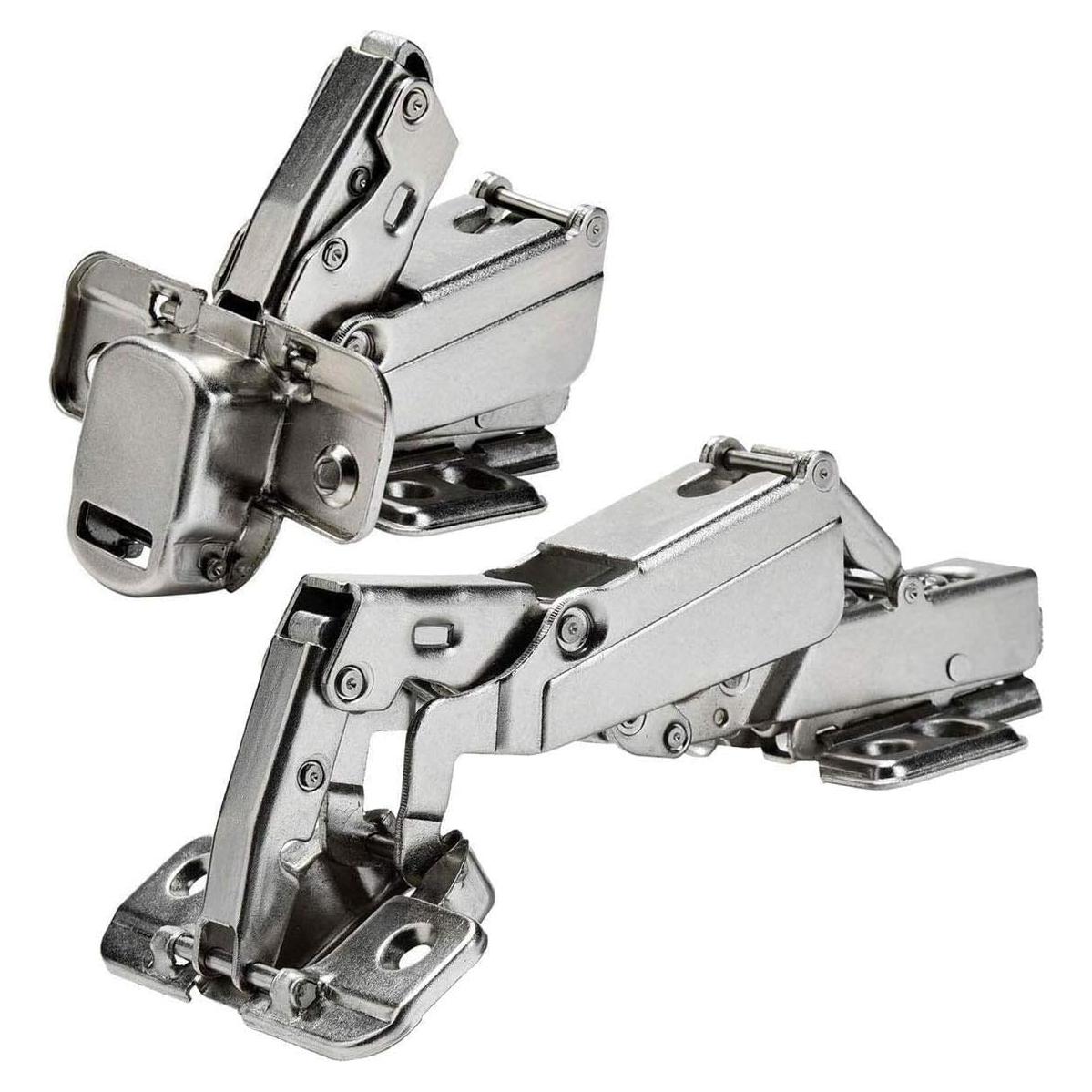 TamBee 175 Degree Hinges Frameless Cabinet Doors Hinges Concealed Hydraulic Adjustable Mounting Hinges Soft Closing Nickel-Plated Steel Buffer Dampers for Wardrobe,2 Pcs/1 Pair (Half Overlay)