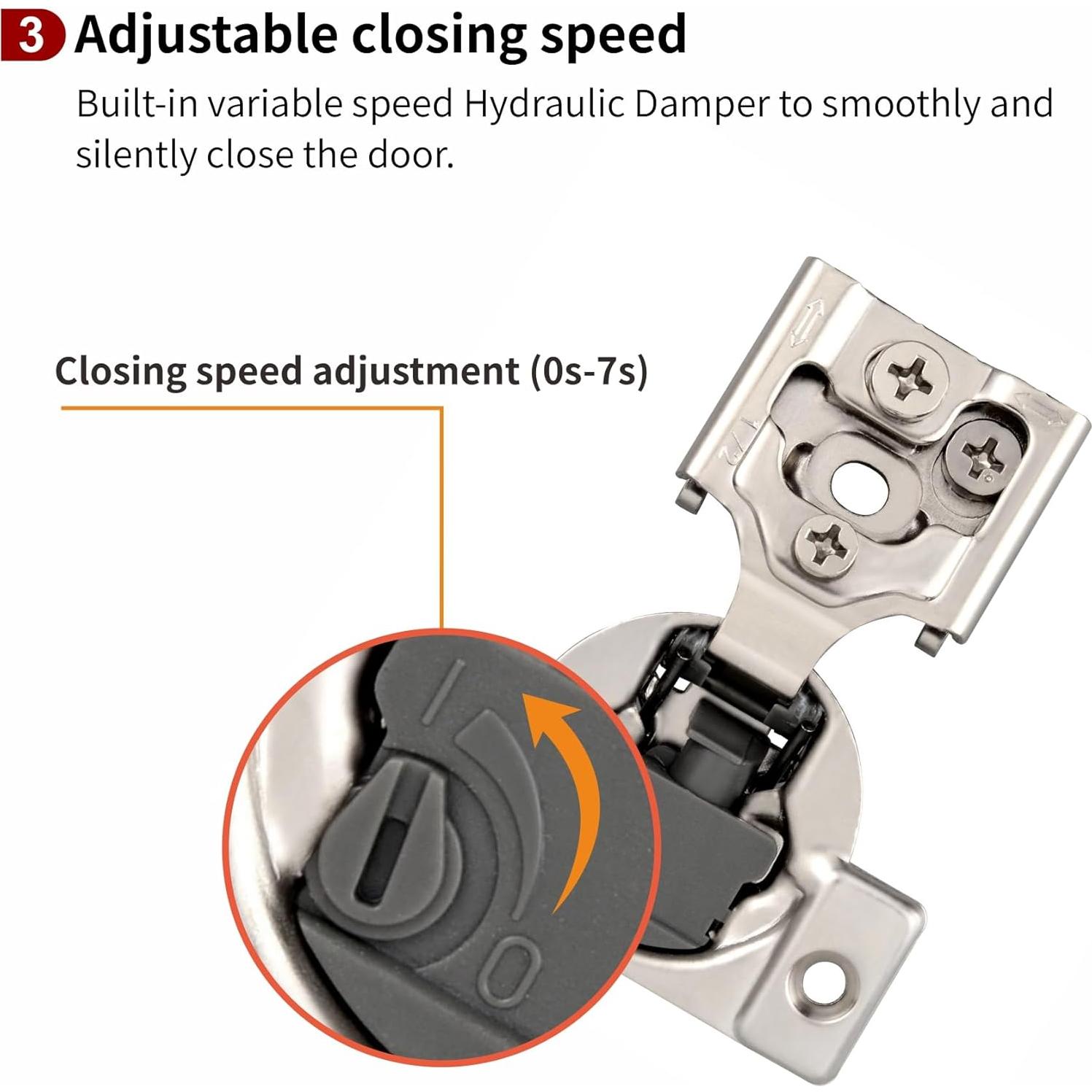 Paquete de 50 bisagras STIANC 4D 1/2" superposición cierre suave