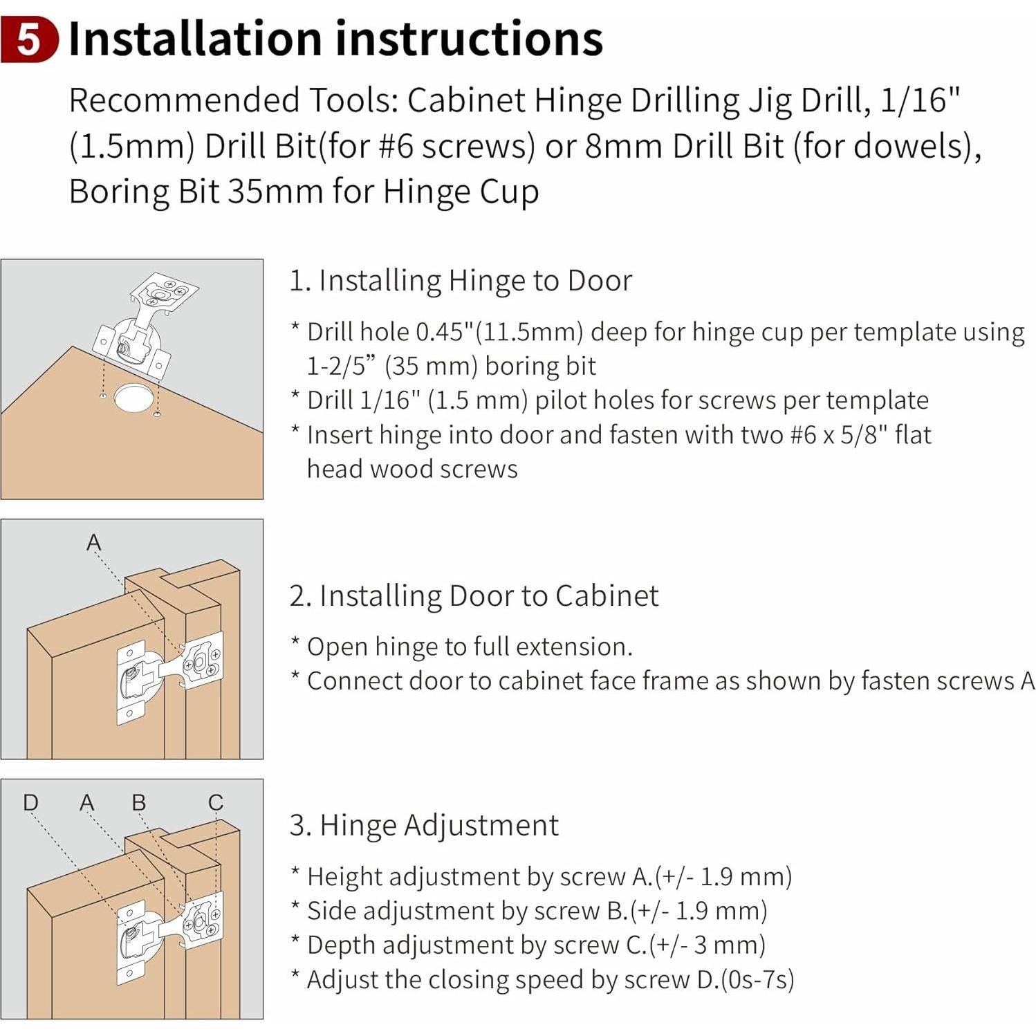 Paquete de 50 bisagras STIANC 4D 1/2" superposición cierre suave