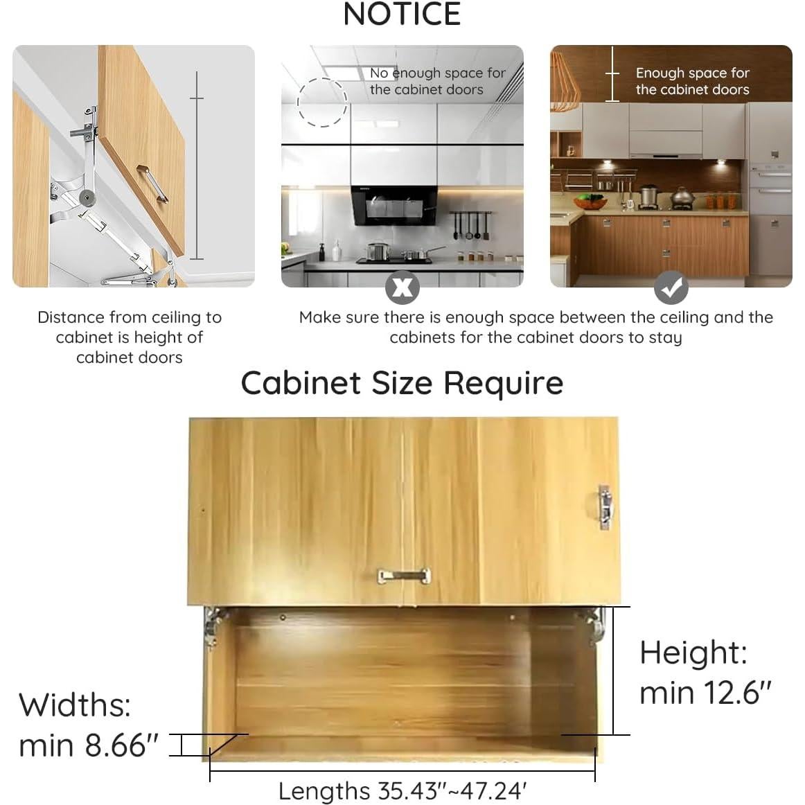 Juego de Bisagras para Puertas de Gabinete HOWHY, 60-90 cm