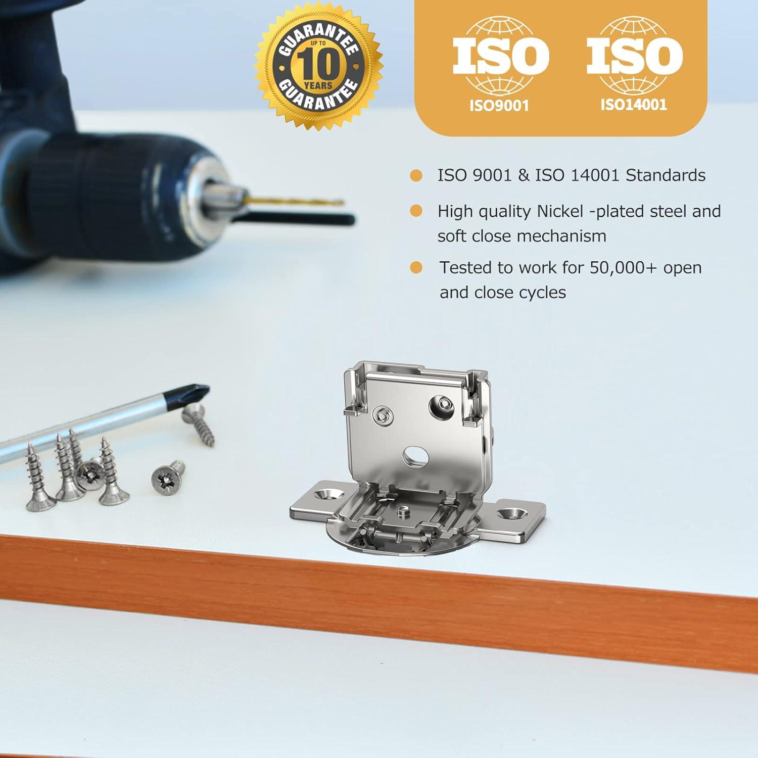 Furniware 10 Piezas Bisagras de Cierre Suave 3.18 cm Niqueladas