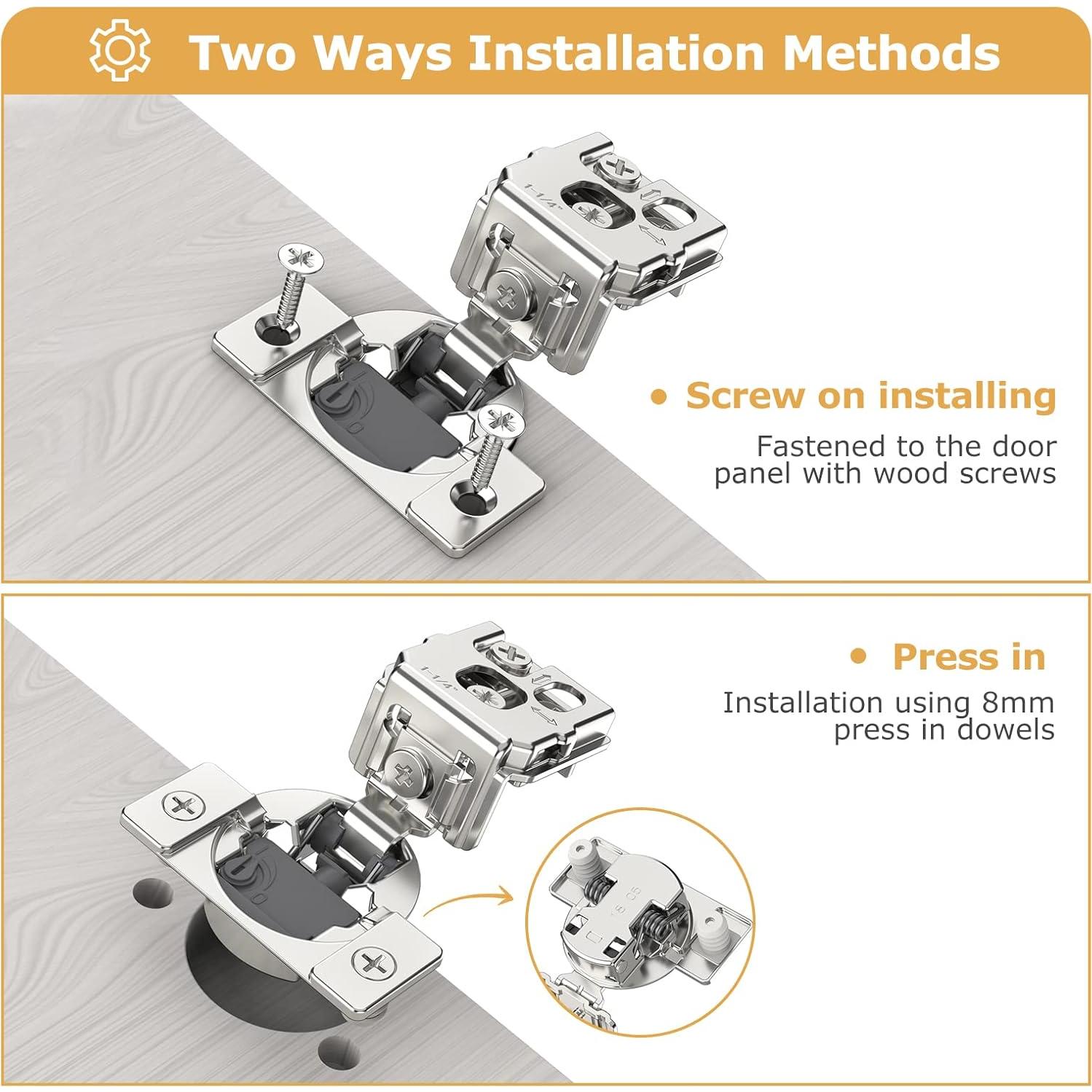 Furniware 10 Piezas Bisagras de Cierre Suave 3.18 cm Niqueladas