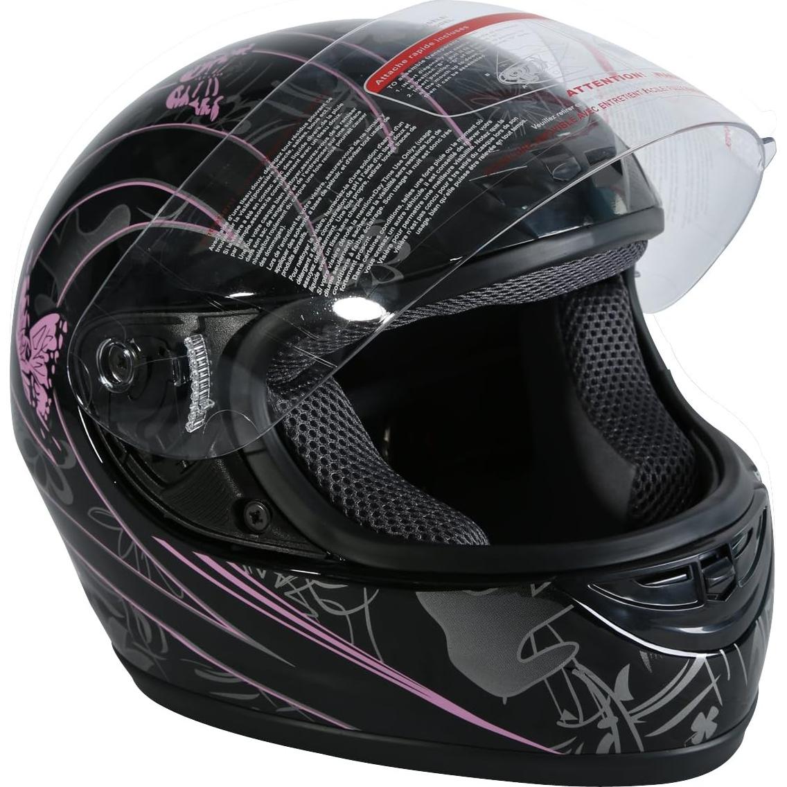 Casco de Motocross Abatible TCT-MOTORPARTS Rosa Negro Pequeño