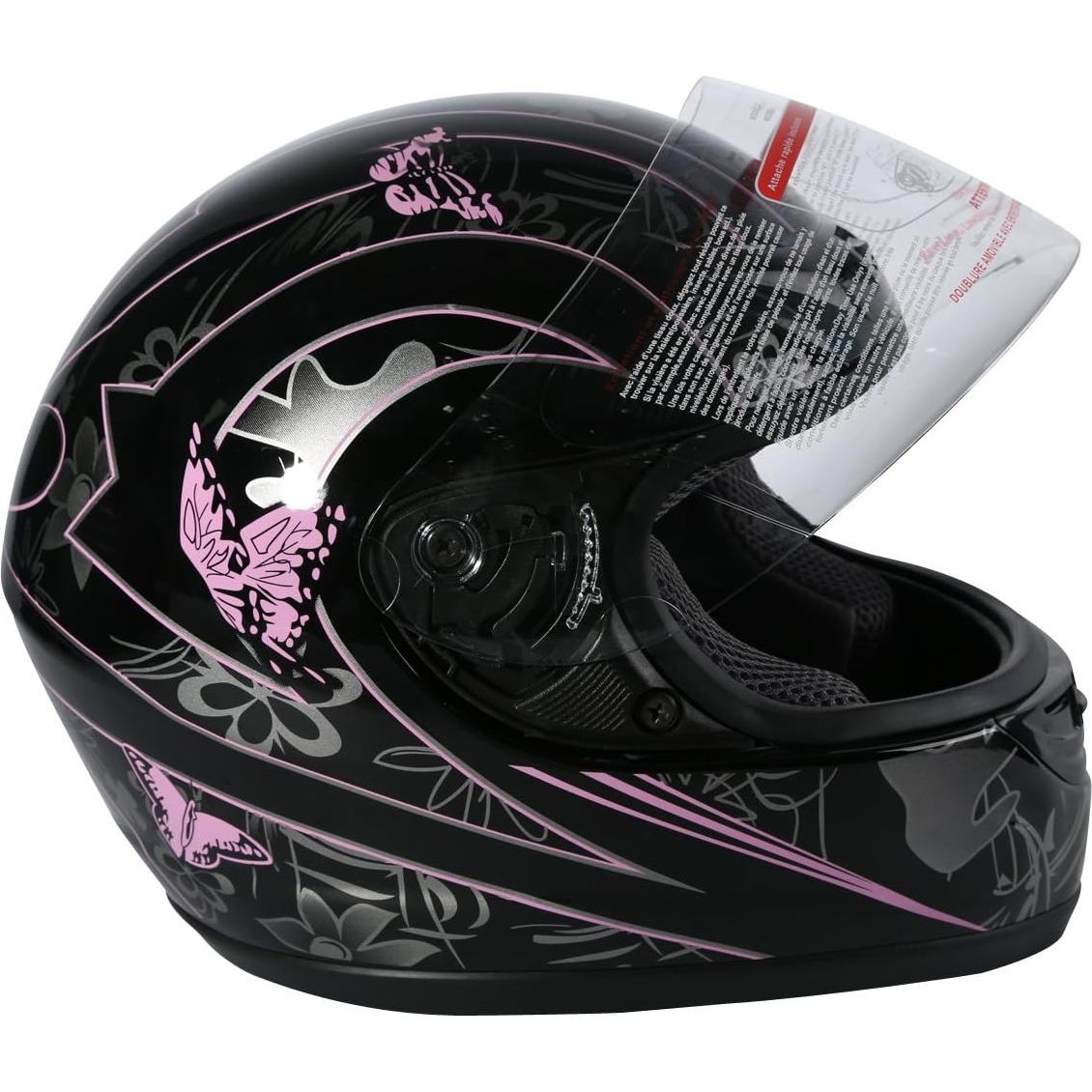 Casco de Motocross Abatible TCT-MOTORPARTS Rosa Negro Pequeño