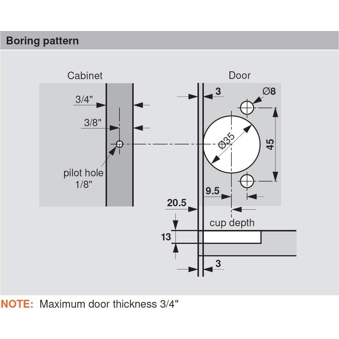 Bisagras Blum 39C355B.21 Cierre Suave 110° Superposición 1 5/16"