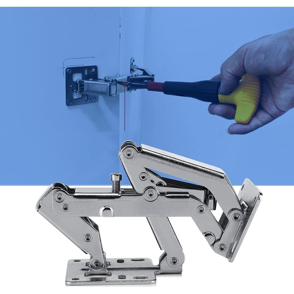 WANLIAN 170 Degree Hinges Frameless Cabinet Door Hinges Hidden Hydraulic Adjustable Mounting Hinges Soft Closing Stainless Steel Buffer Damping Wardrobe (2 Pairs of Cabinet Hinges)