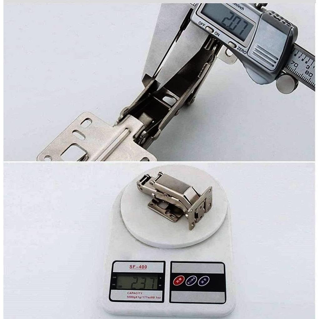 WANLIAN 170 Degree Hinges Frameless Cabinet Door Hinges Hidden Hydraulic Adjustable Mounting Hinges Soft Closing Stainless Steel Buffer Damping Wardrobe (2 Pairs of Cabinet Hinges)