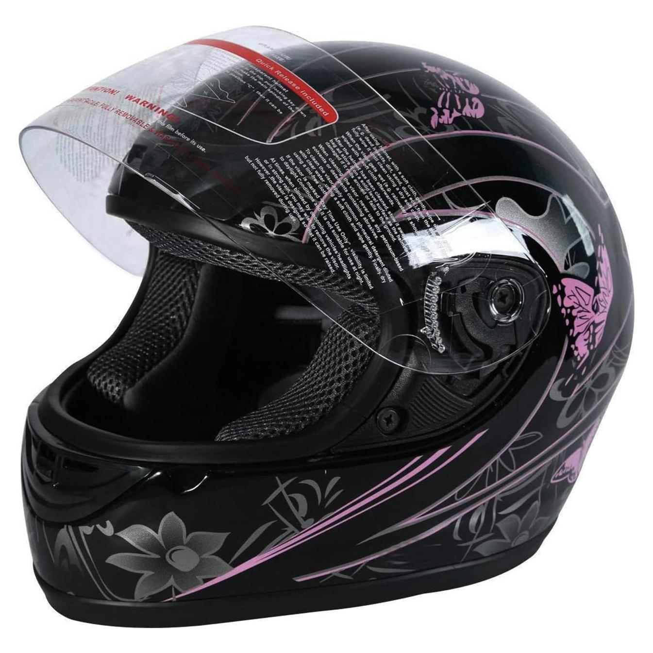 Casco Integral TCT-MOTORPARTS Mediano Rosa Negro Motocicleta