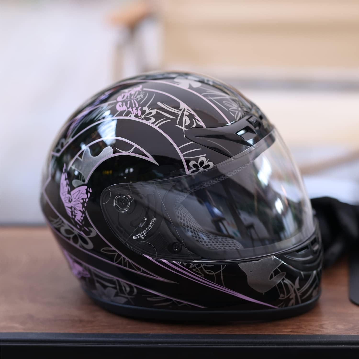 Casco Integral TCT-MOTORPARTS Mediano Rosa Negro Motocicleta