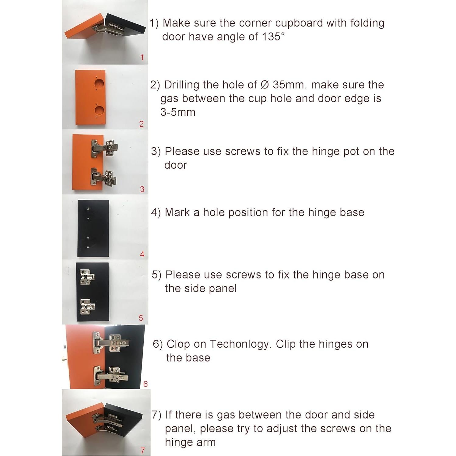 Bisagras de 45° LIKERAINY con cierre suave 35mm - Paquete de 8
