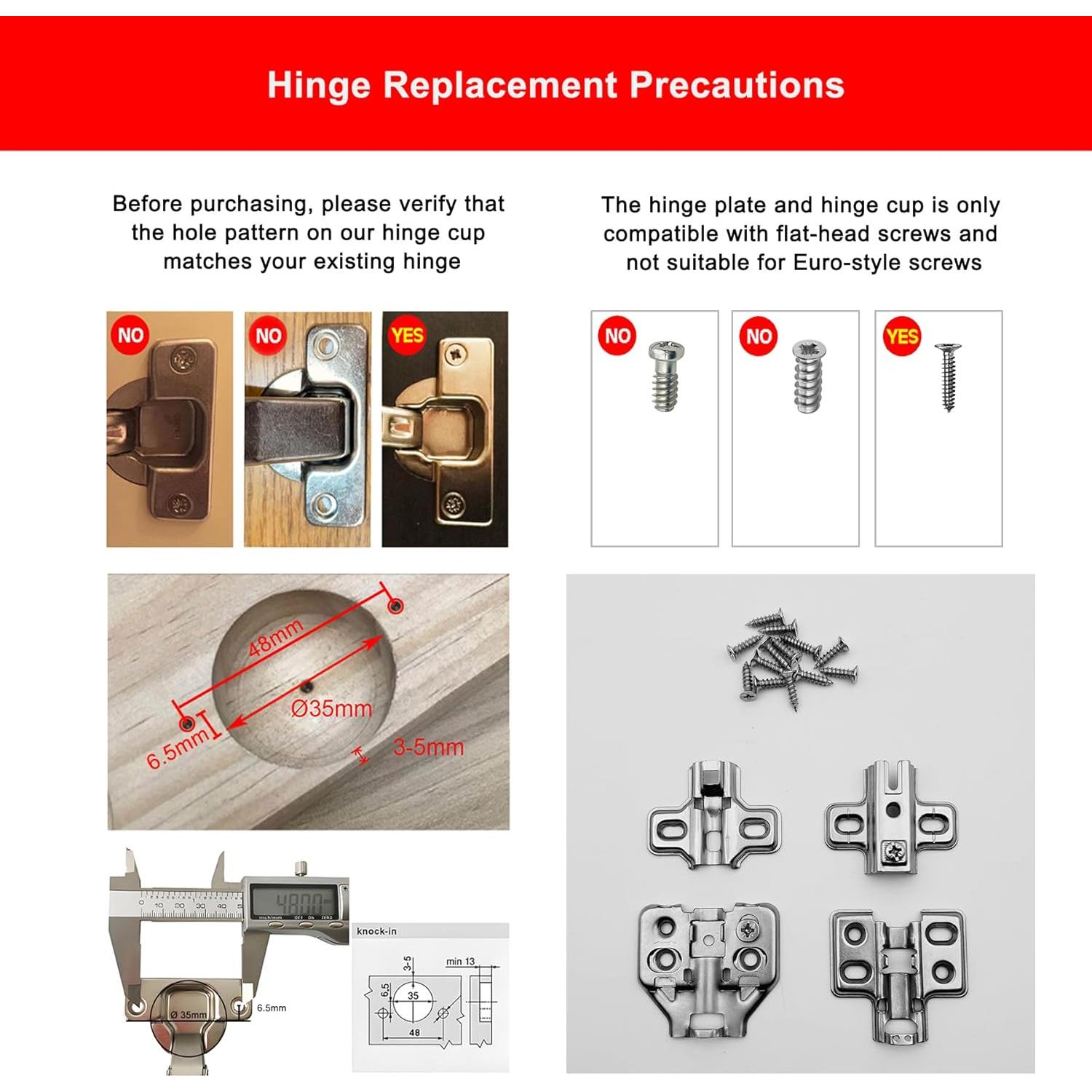Bisagras de 45° LIKERAINY con cierre suave 35mm - Paquete de 8